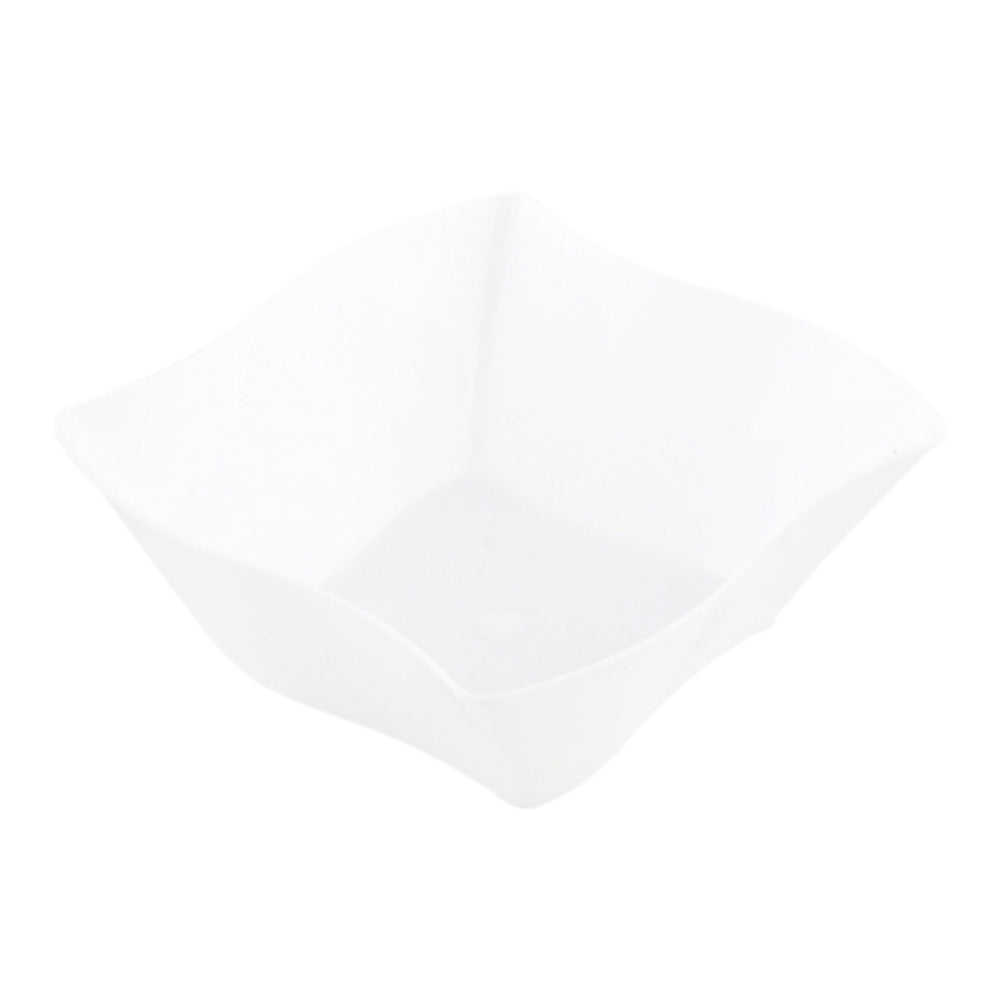 Mini Serve 100 6 oz Square White Plastic Aqua Bowls and 100 Silver Plastic 4" Mini Spoons