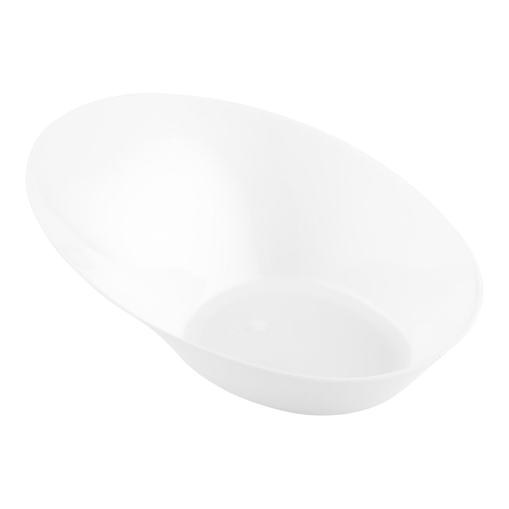 Mini Serve 100 Oval White 4" Plastic Ellipse Dish and 100 Silver Plastic 4" Mini Spoons