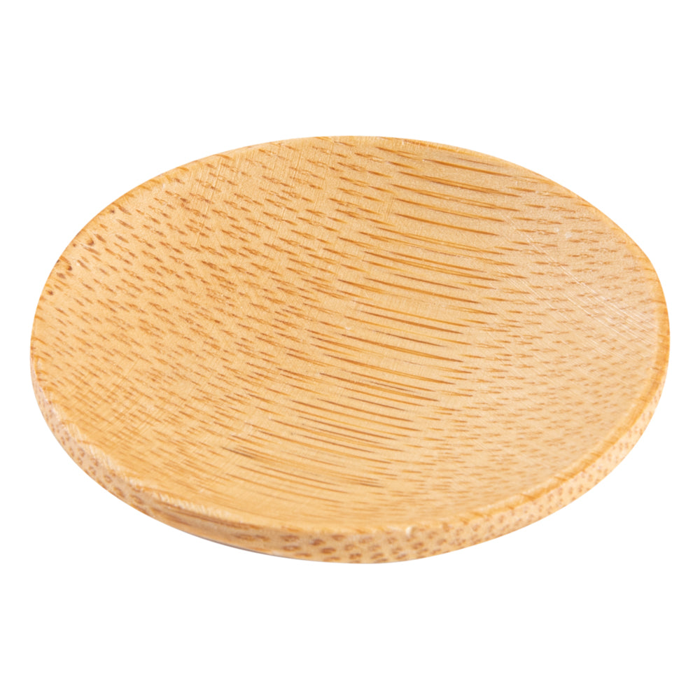 Bambuddha 100 Round Natural 2.5" Bamboo Dishes and 100 Natural Bamboo 3.5" Mini Spoons
