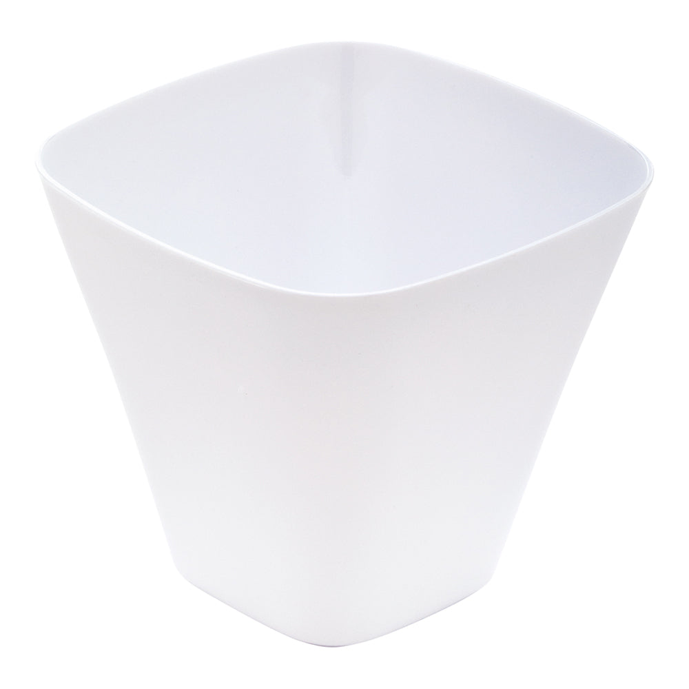 Mini Serve 100 4 oz Square White Plastic Bellissima Tasting Cups and 100 Silver Plastic 4" Mini Spoons