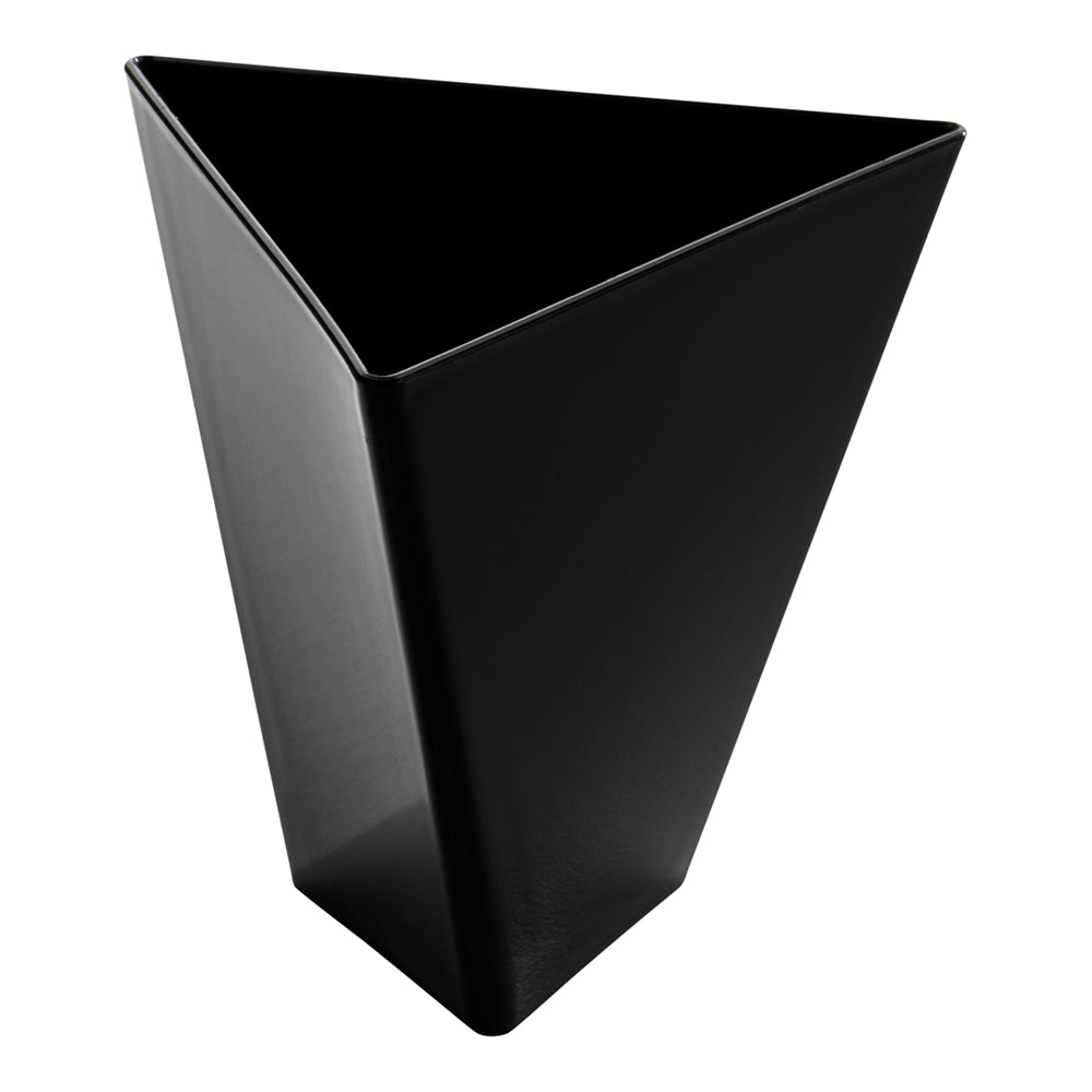 Mini Serve 100 4 oz Black Plastic Torcente Dessert Cups and 100 Silver Plastic 4" Mini Spoons