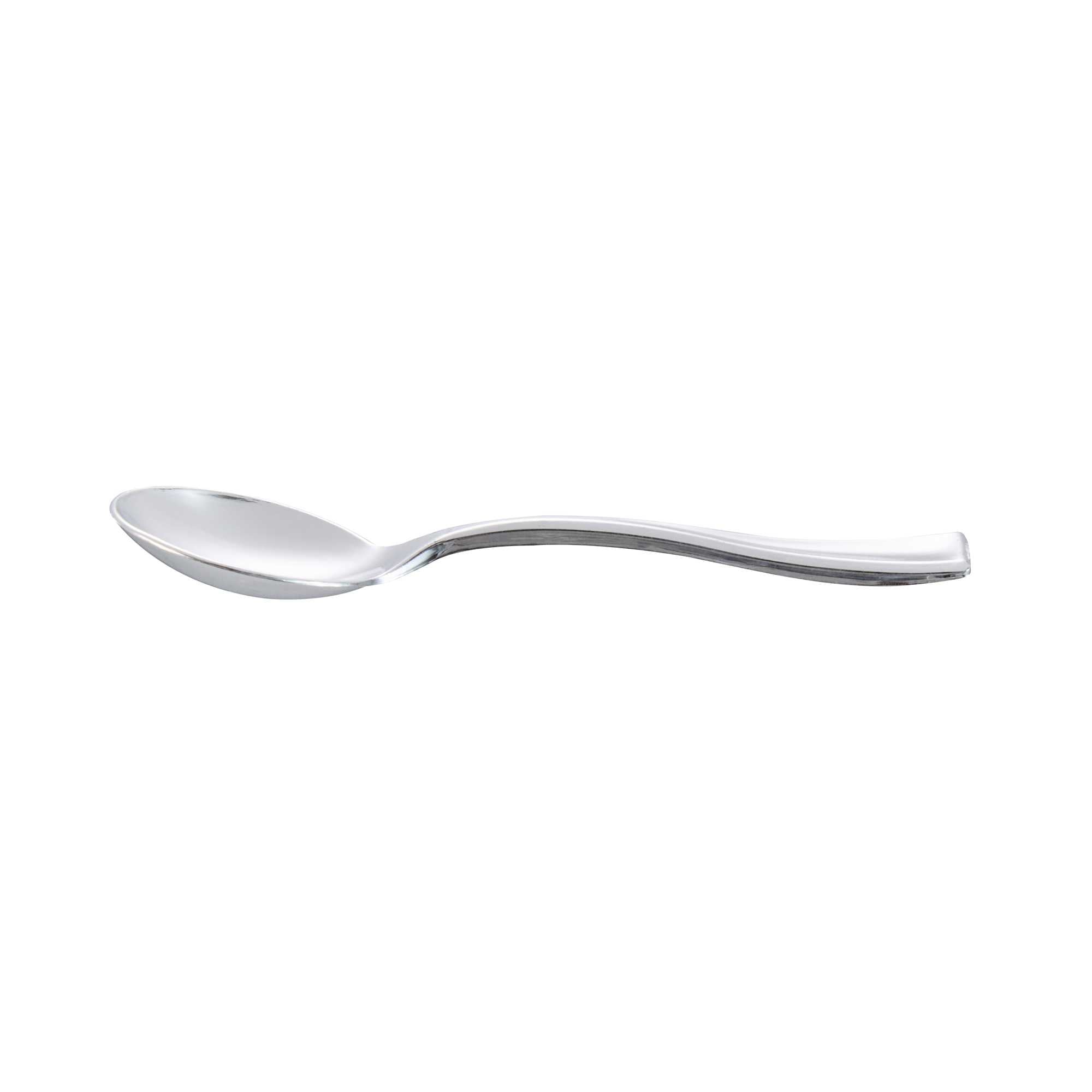 Mini Serve 100 4 oz Square Clear Plastic Small Kova Cups and 100 Silver Plastic 4" Mini Spoons