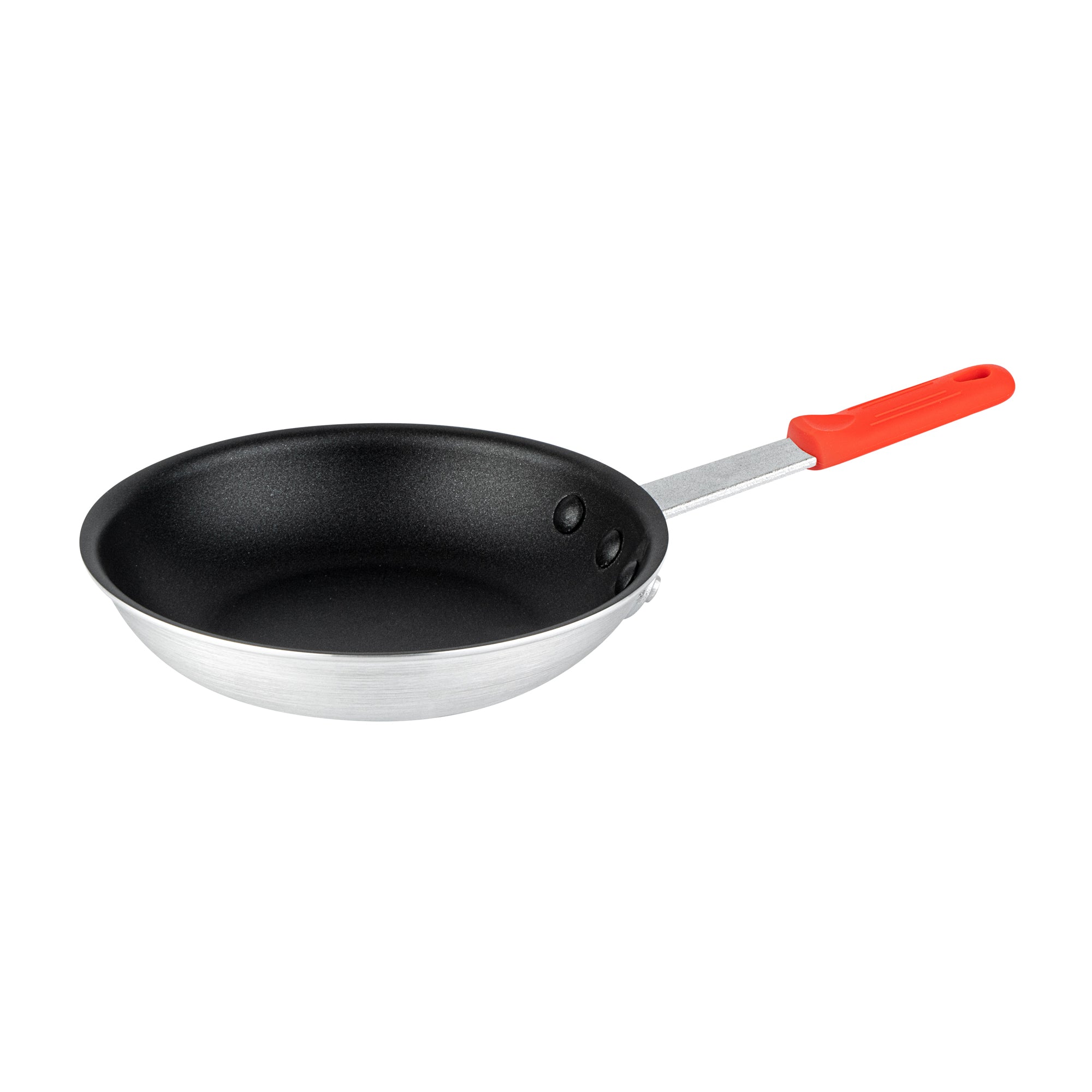 Met Lux 6 Aluminum 7" Non-Stick Fry Pans and 6 Red Silicone Pan Handle Sleeves
