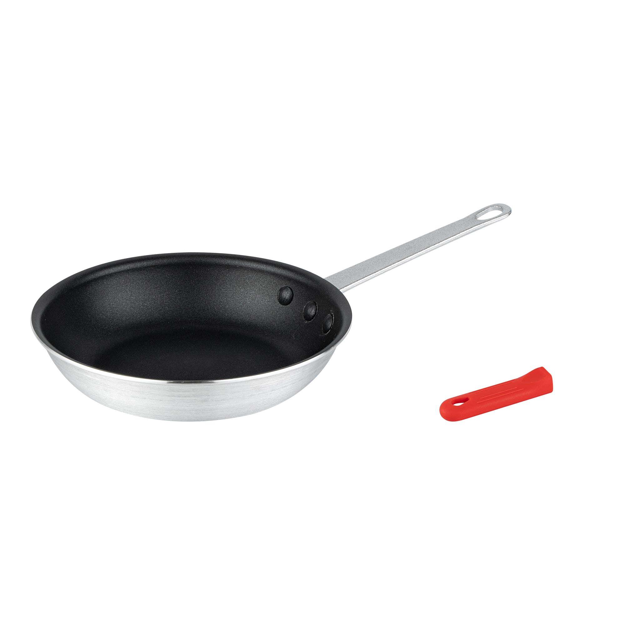 Met Lux 1 Aluminum 8" Non-Stick Fry Pan and 1 Red Silicone Pan Handle Sleeve