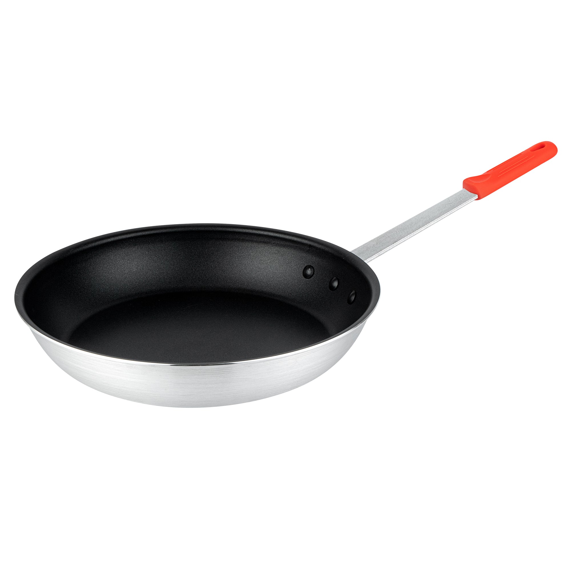 Met Lux 6 Aluminum 14" Non-Stick Fry Pans and 6 Red Silicone Pan Handle Sleeves