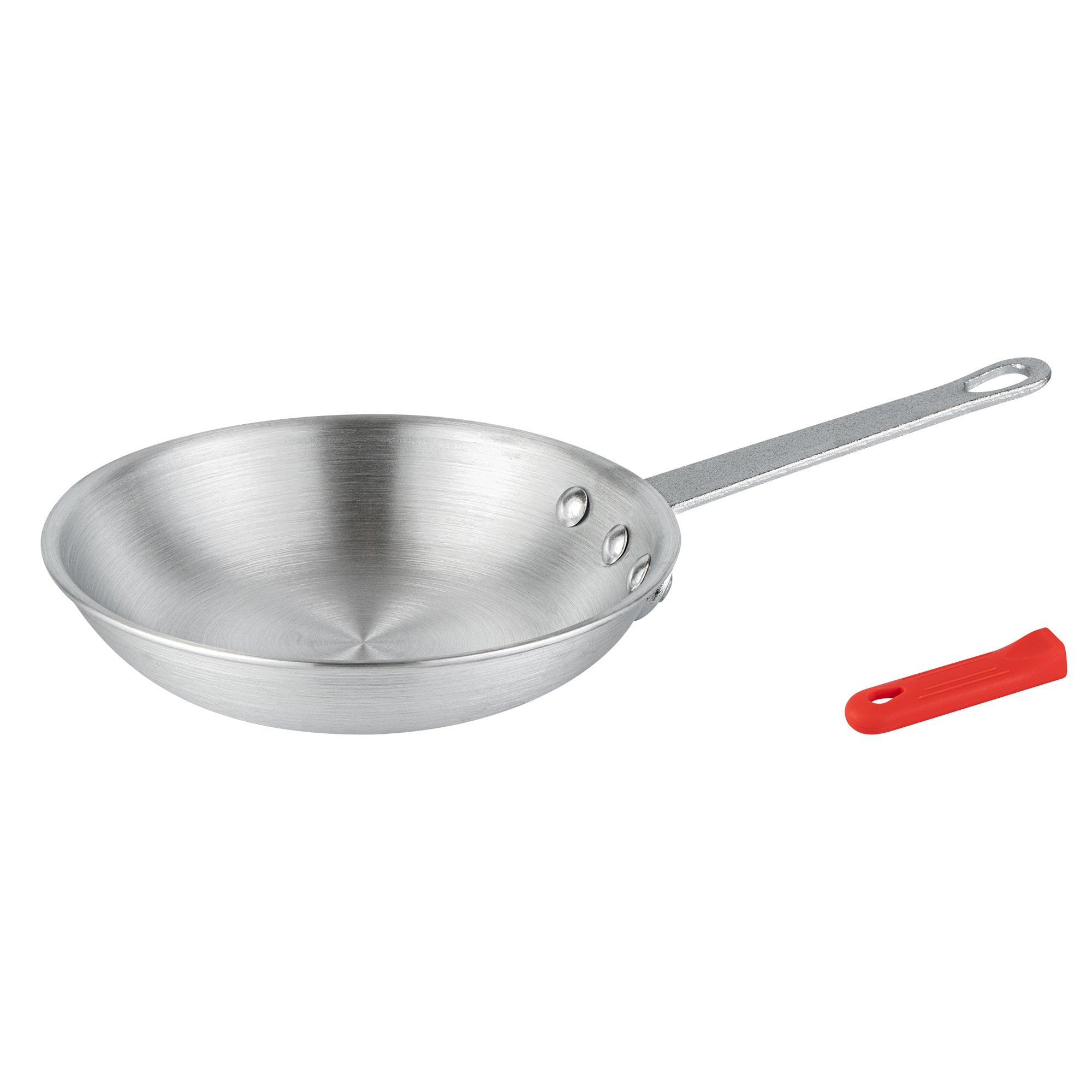 Met Lux 1 Aluminum 7" Fry Pan and 1 Red Silicone Pan Handle Sleeve
