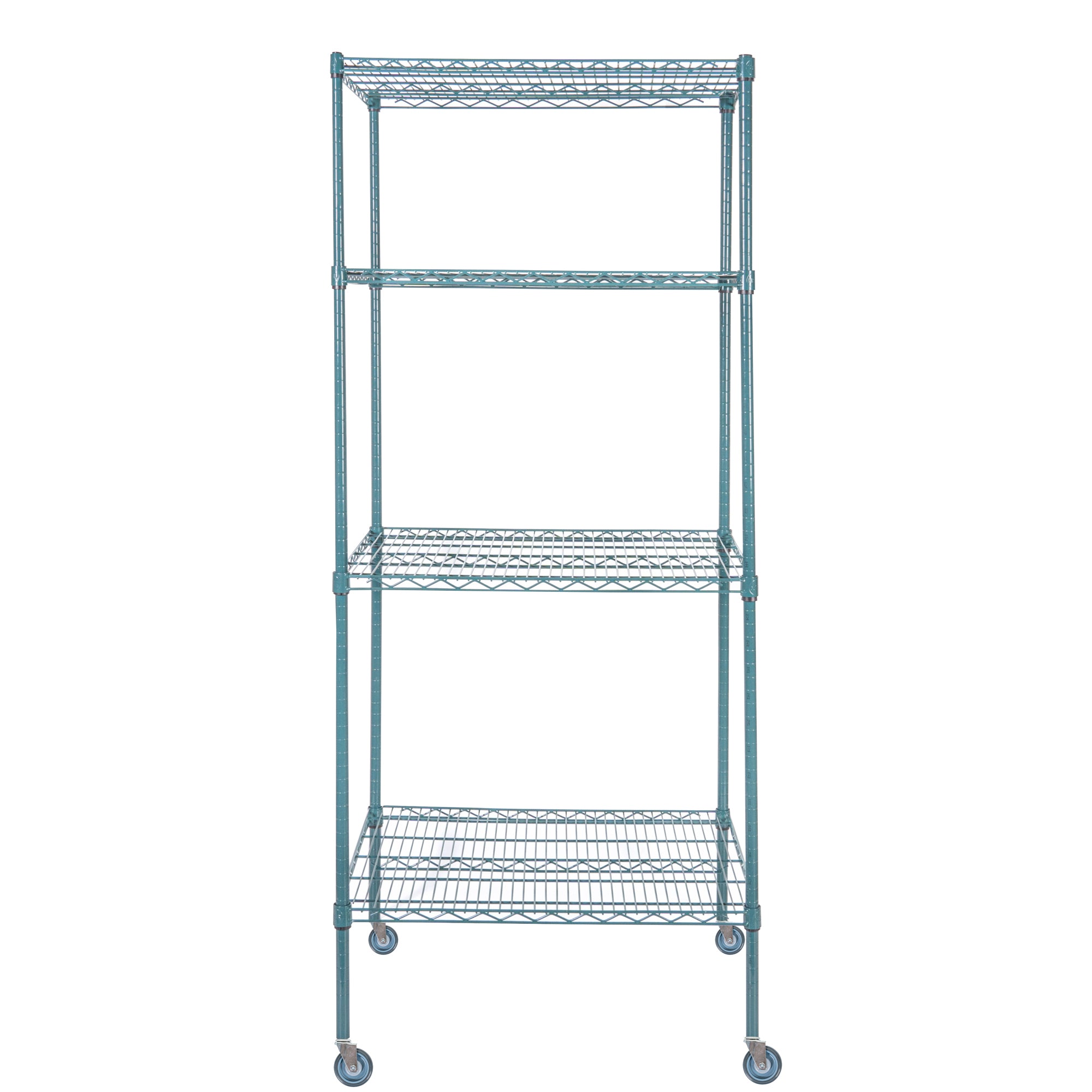 Chef 101 4-Tier NSF Green Epoxy Shelving Unit - and 24" x 30" Shelves, 74" Posts and Casters