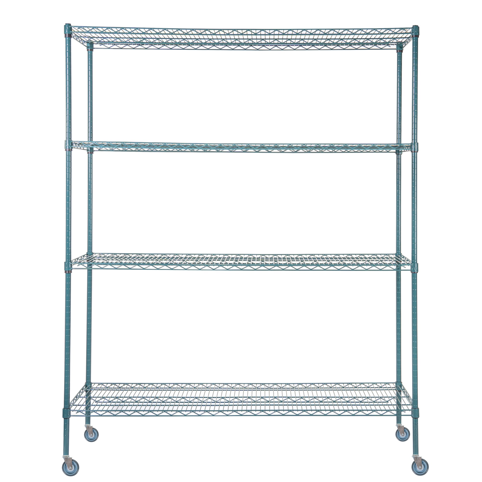 Chef 101 4-Tier NSF Green Epoxy Shelving Unit - and 18" x 60" Shelves, 74" Posts and Casters