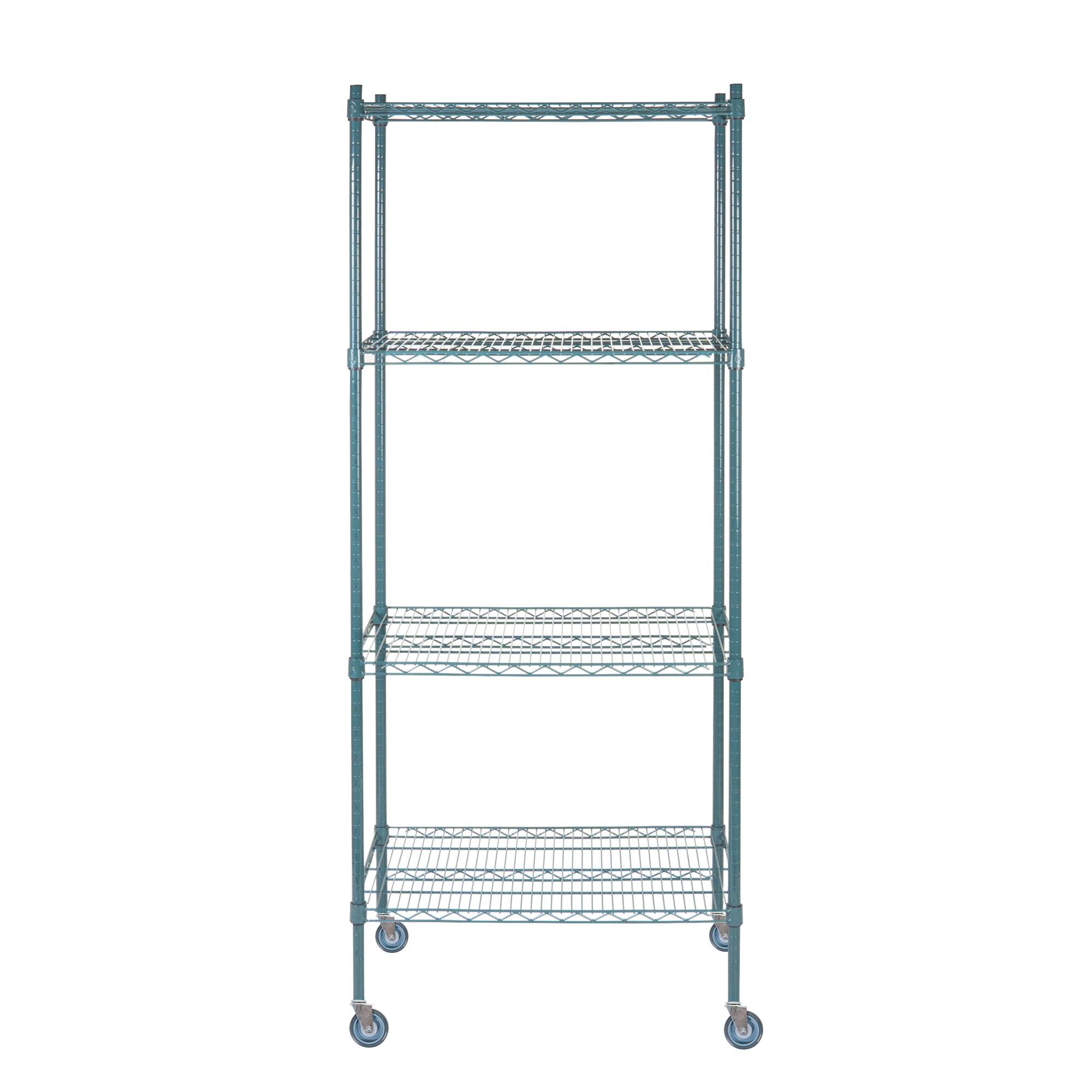 Chef 101 4-Tier NSF Green Epoxy Shelving Unit - and 18" x 30" Shelves, 74" Posts and Casters