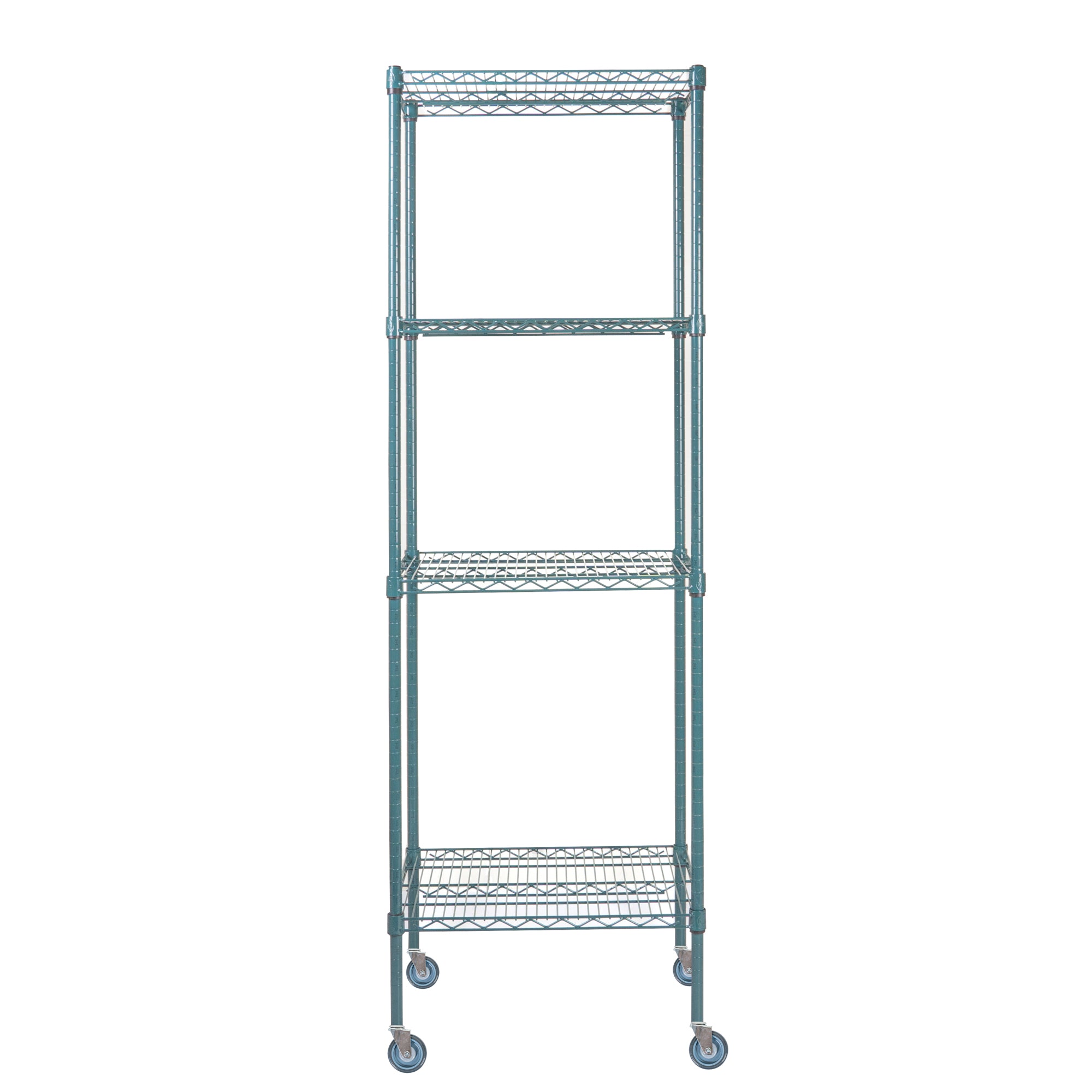 Chef 101 4-Tier NSF Green Epoxy Shelving Unit - and 18" x 24" Shelves, 74" Posts and Casters