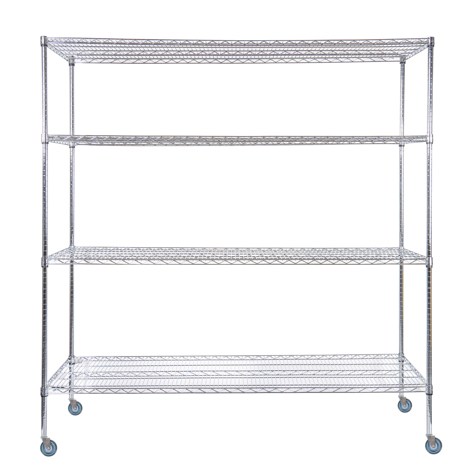 Chef 101 4-Tier NSF Chrome Shelving Unit - and 24" x 72" Shelves, 74" Posts and Casters