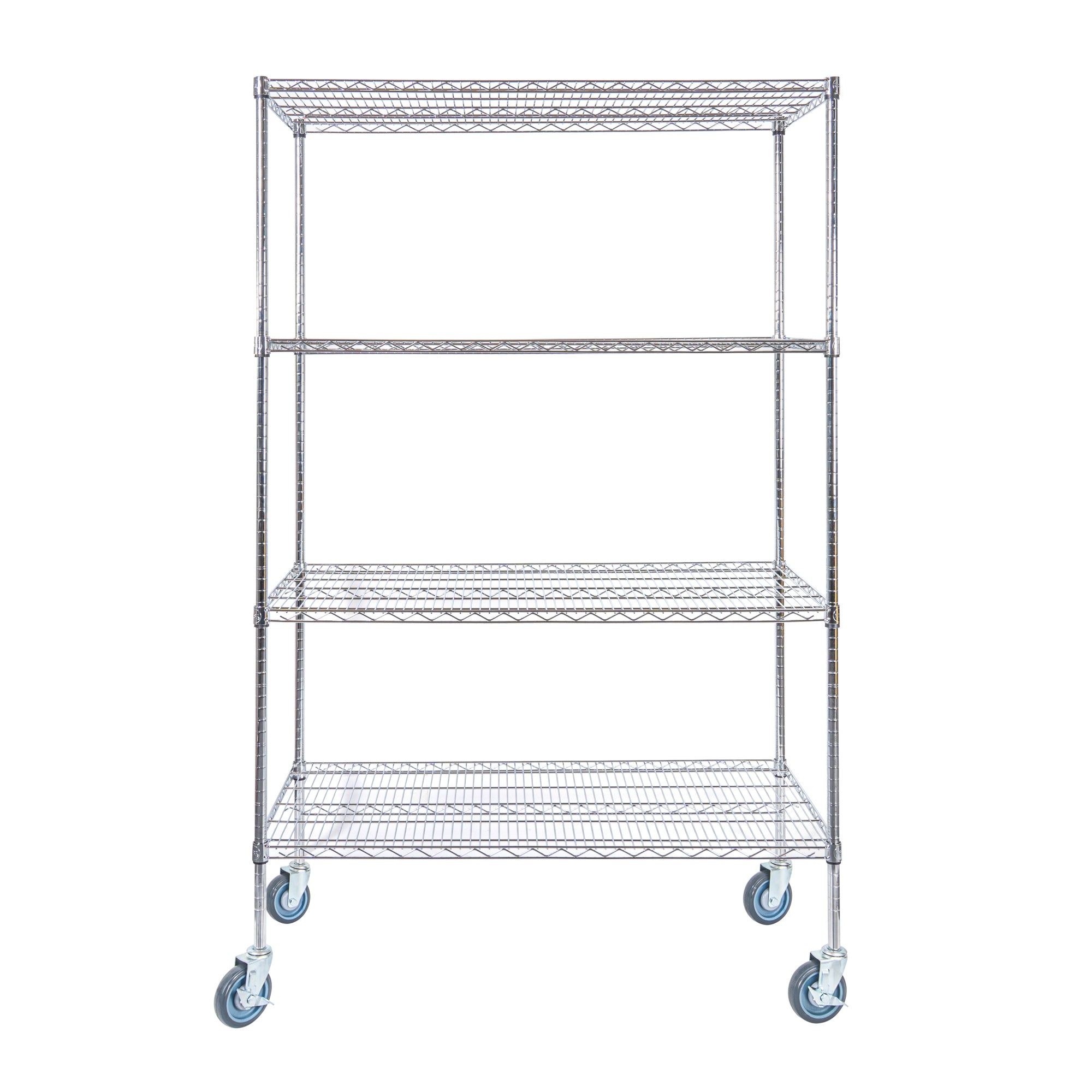 Chef 101 4-Tier NSF Chrome Shelving Unit - and 24" x 48" Shelves, 74" Posts and Casters