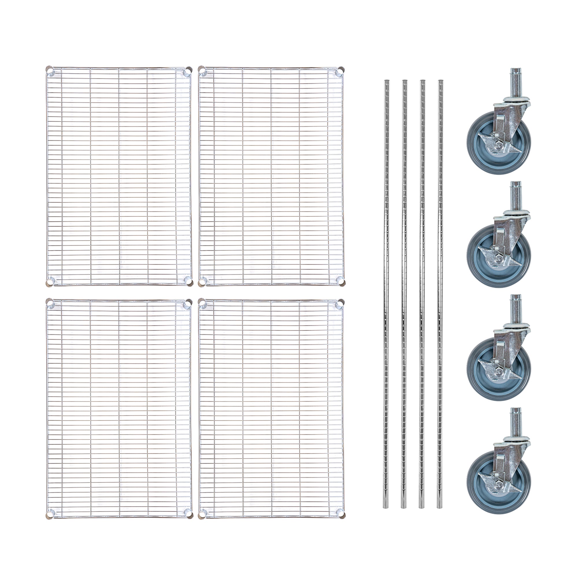 Chef 101 4-Tier NSF Chrome Shelving Unit - and 24" x 36" Shelves, 74" Posts and Casters
