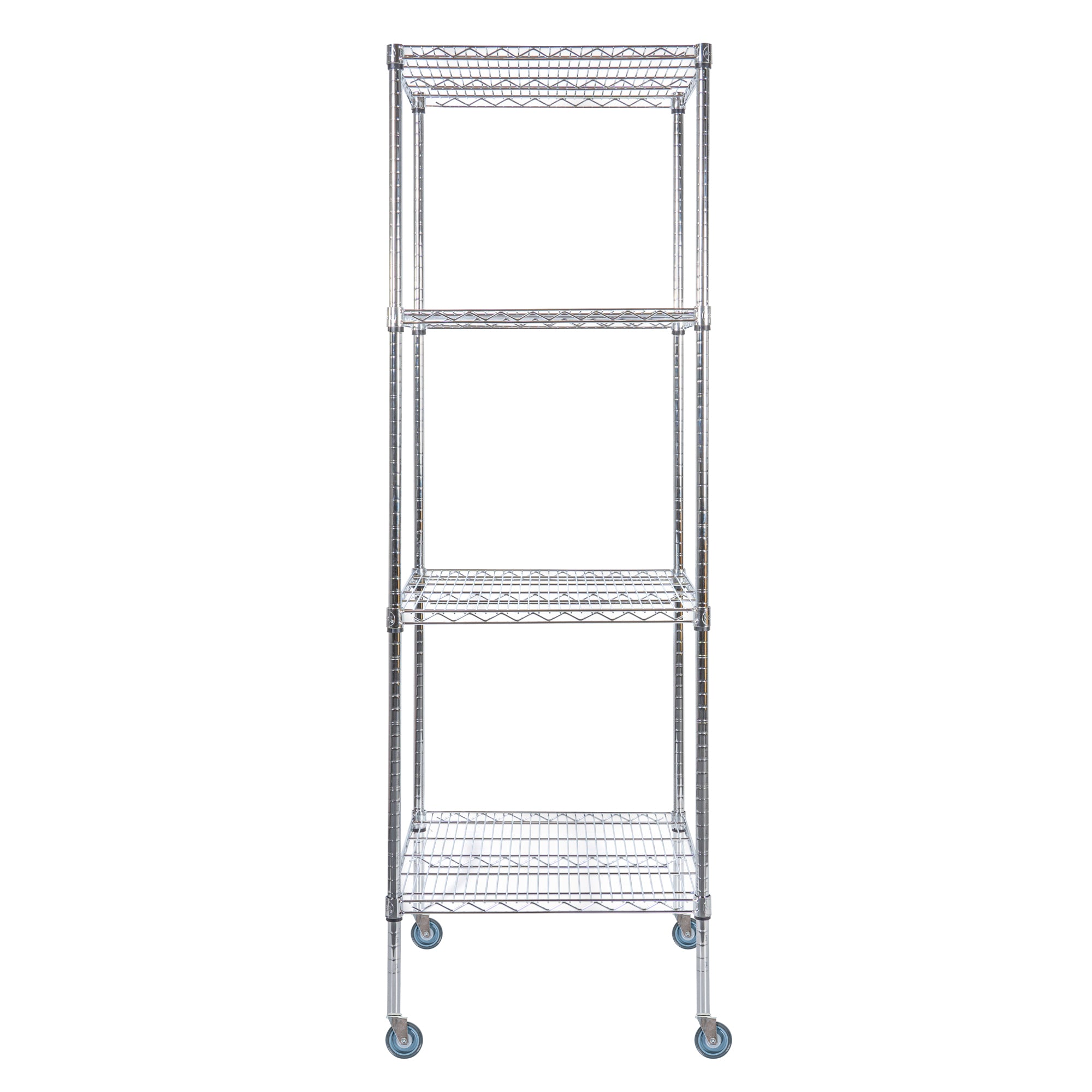 Chef 101 4-Tier NSF Chrome Shelving Unit - and 24" x 24" Shelves, 74" Posts and Casters