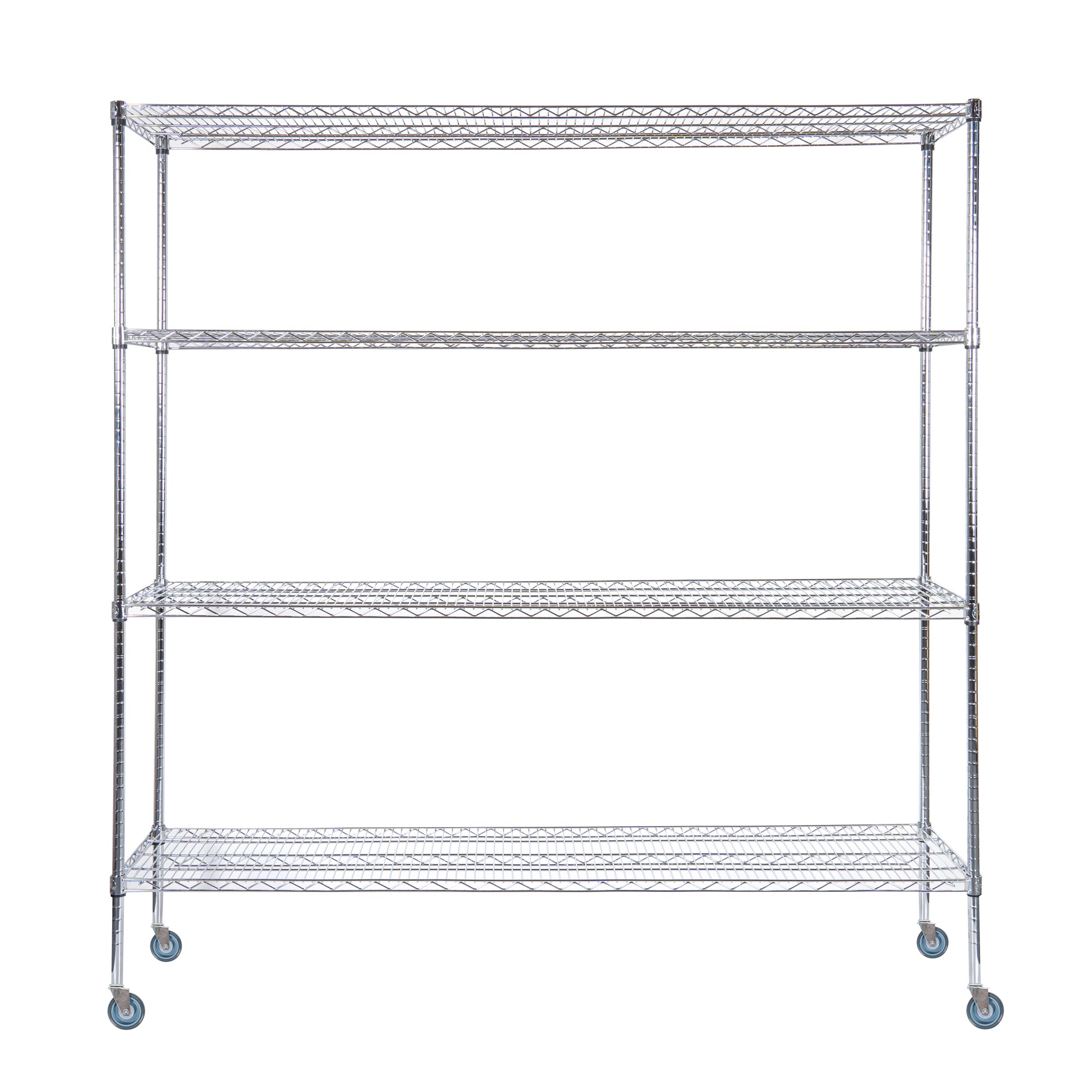 Chef 101 4-Tier NSF Chrome Shelving Unit - and 18" x 72" Shelves, 74" Posts and Casters
