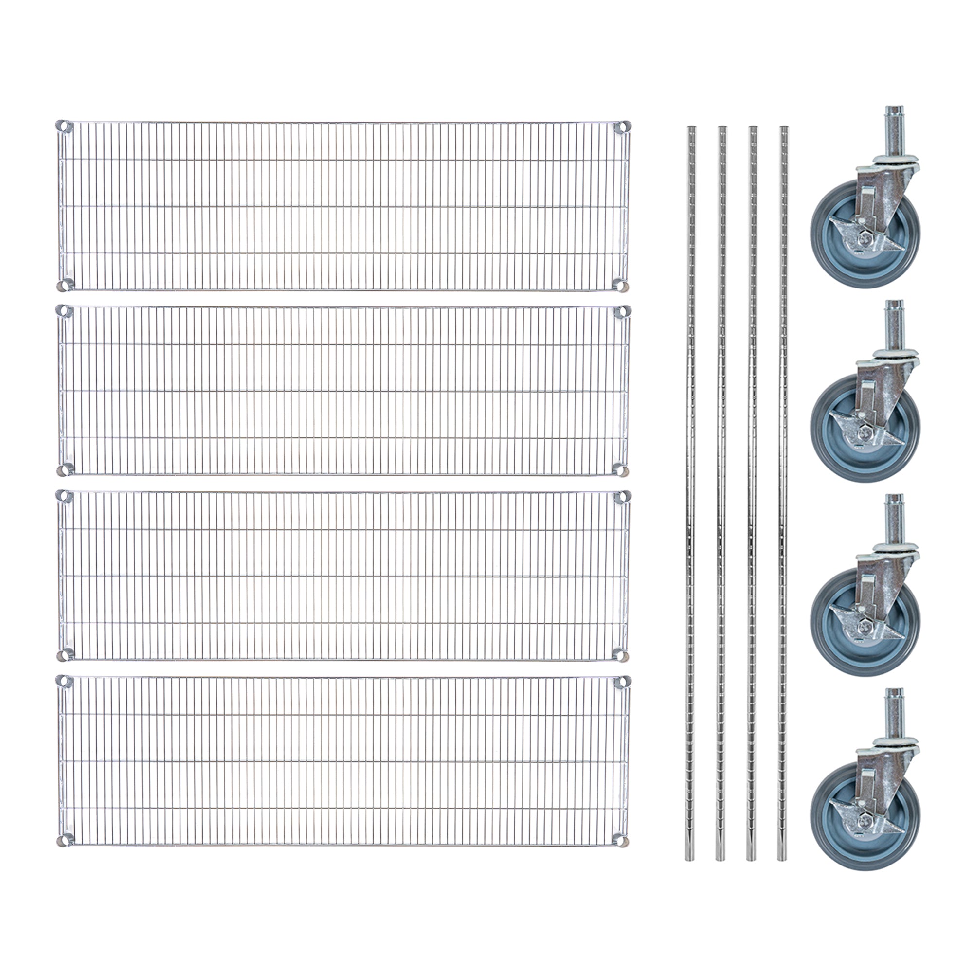 Chef 101 4-Tier NSF Chrome Shelving Unit - and 18" x 60" Shelves, 74" Posts and Casters