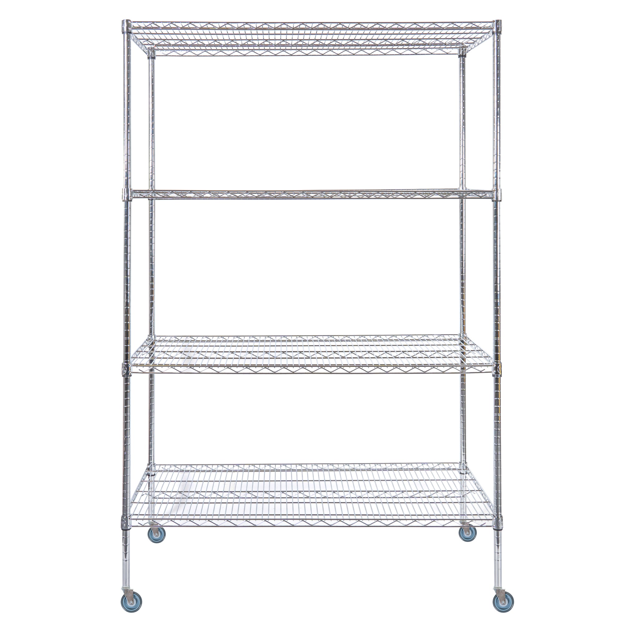 Chef 101 4-Tier NSF Chrome Shelving Unit - and 18" x 48" Shelves, 74" Posts and Casters