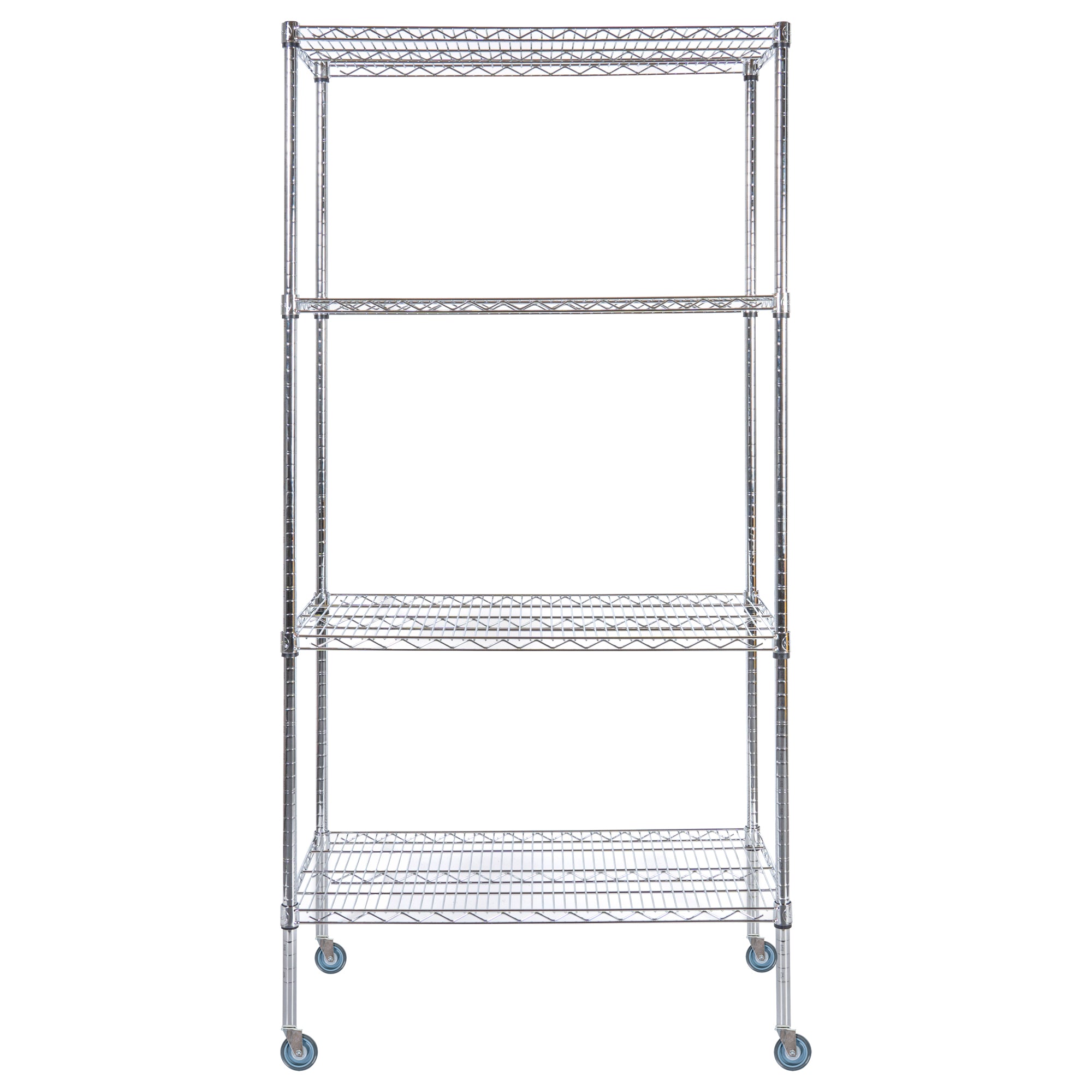 Chef 101 4-Tier NSF Chrome Shelving Unit - and 18" x 36" Shelves, 74" Posts and Casters