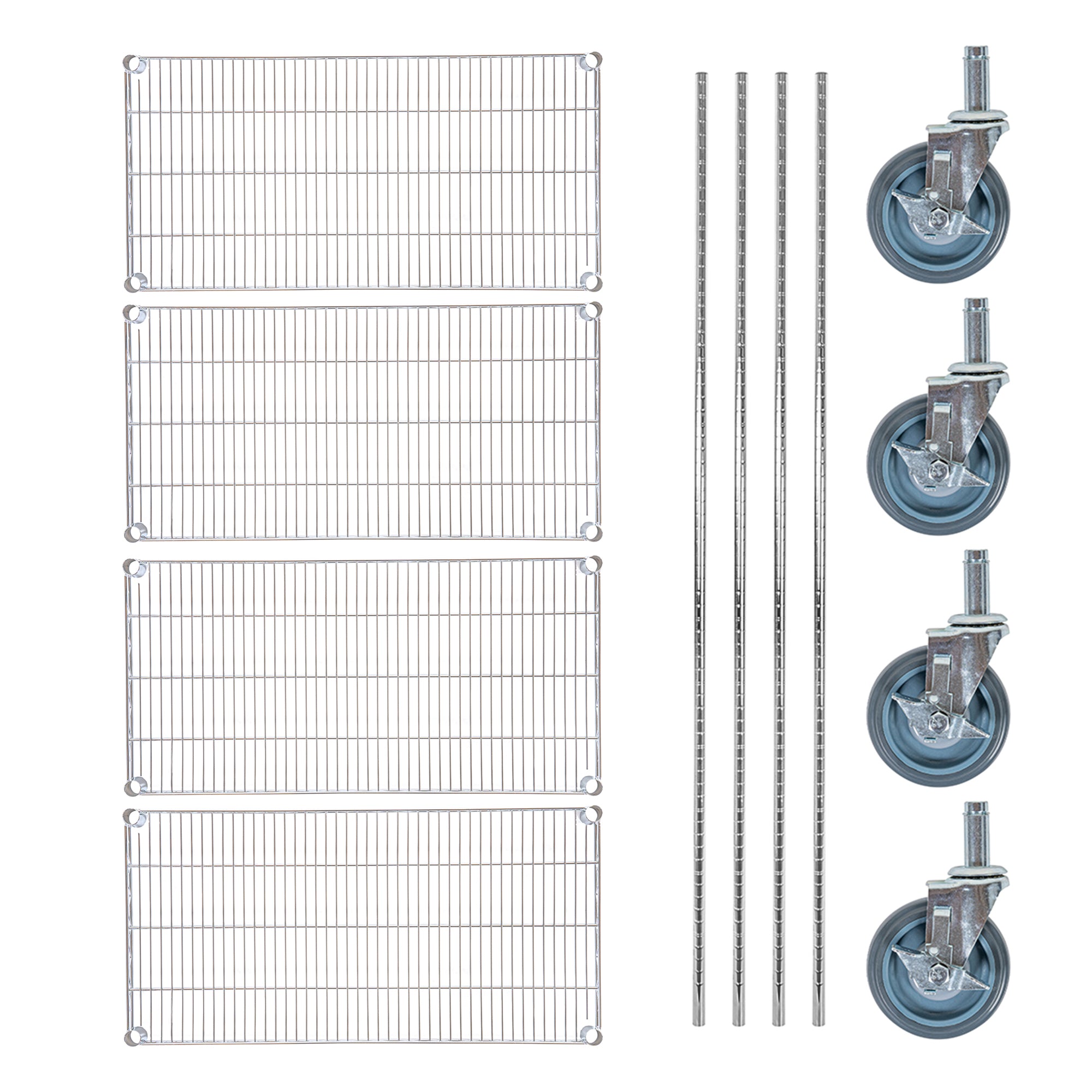Chef 101 4-Tier NSF Chrome Shelving Unit - and 18" x 36" Shelves, 74" Posts and Casters