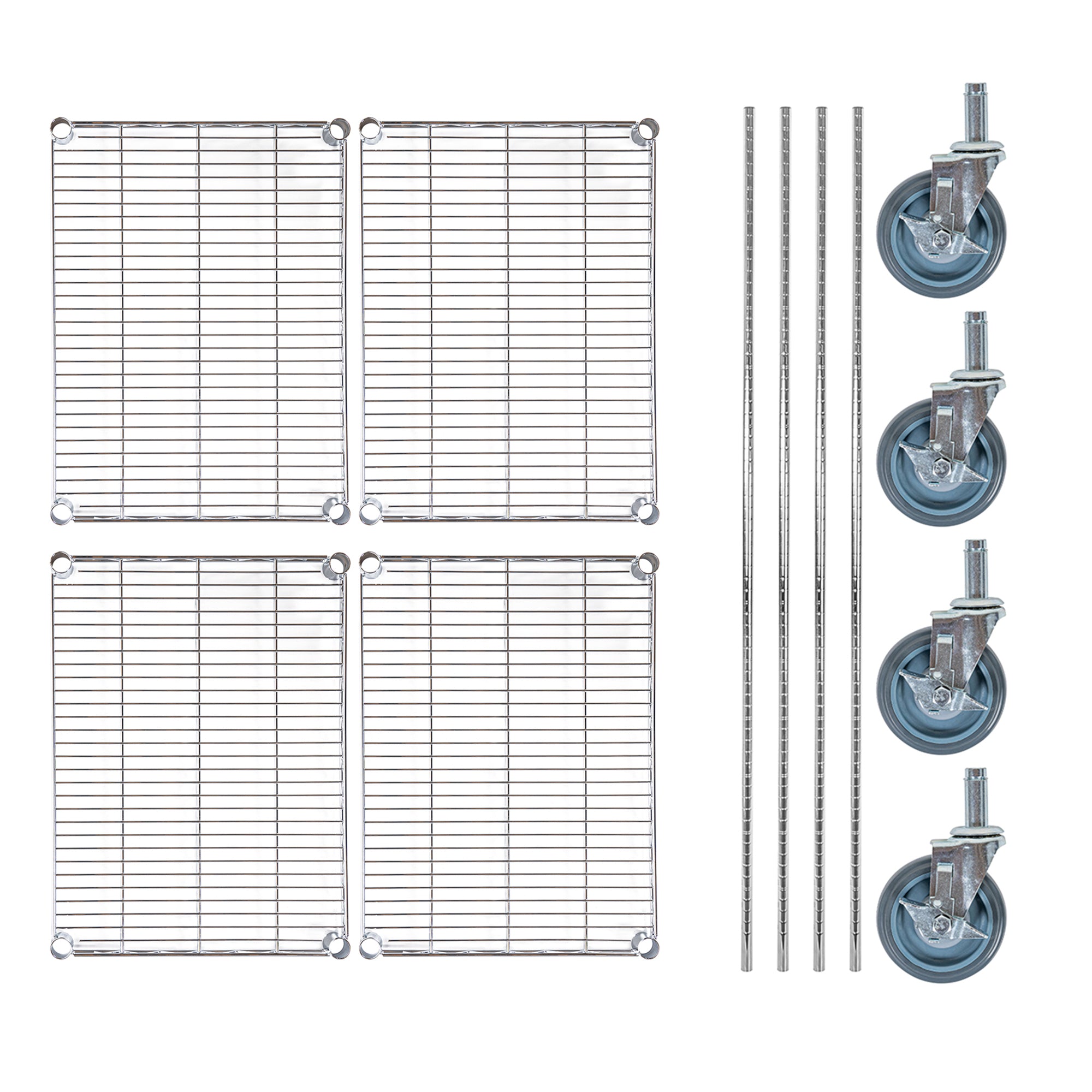 Chef 101 4-Tier NSF Chrome Shelving Unit - and 18" x 24" Shelves, 74" Posts and Casters