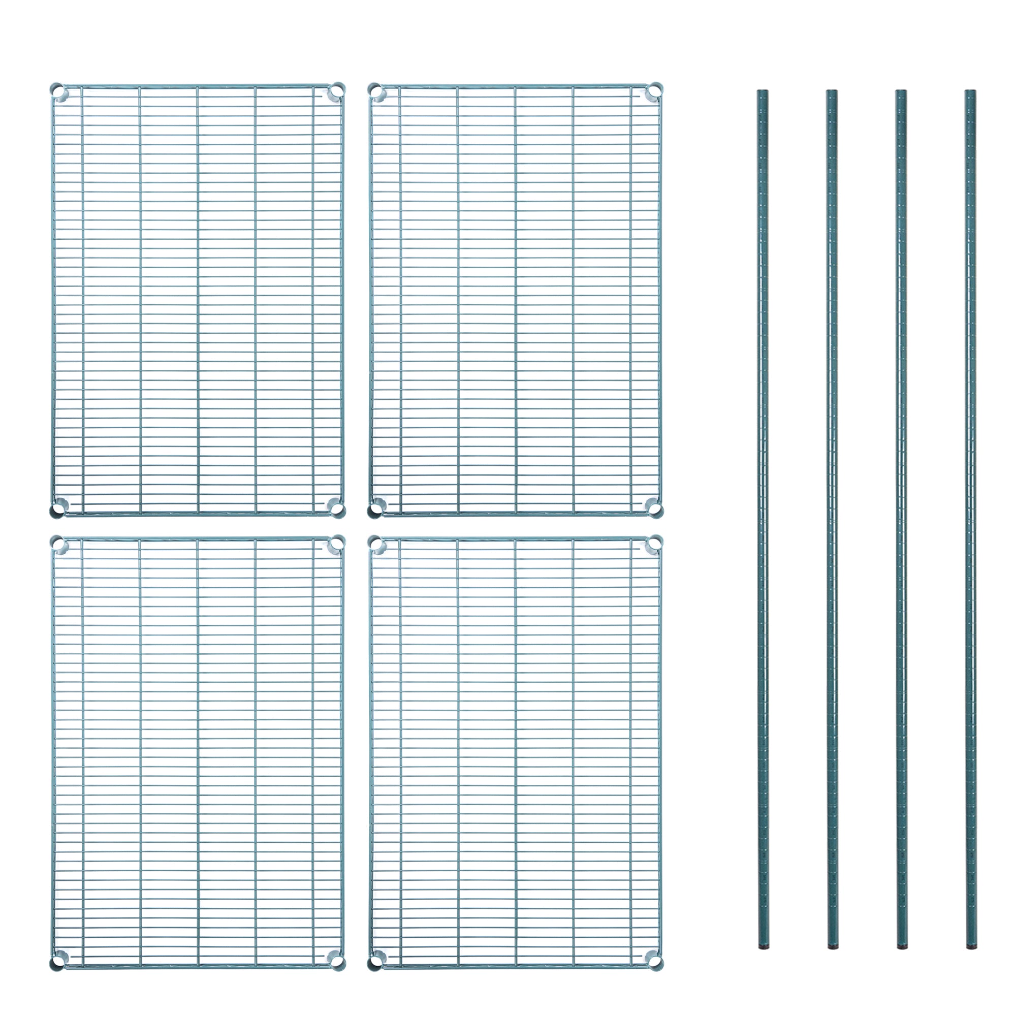 Chef 101 4-Tier NSF Green Epoxy Shelving Unit - and 24" x 36" Shelves and 74" Posts