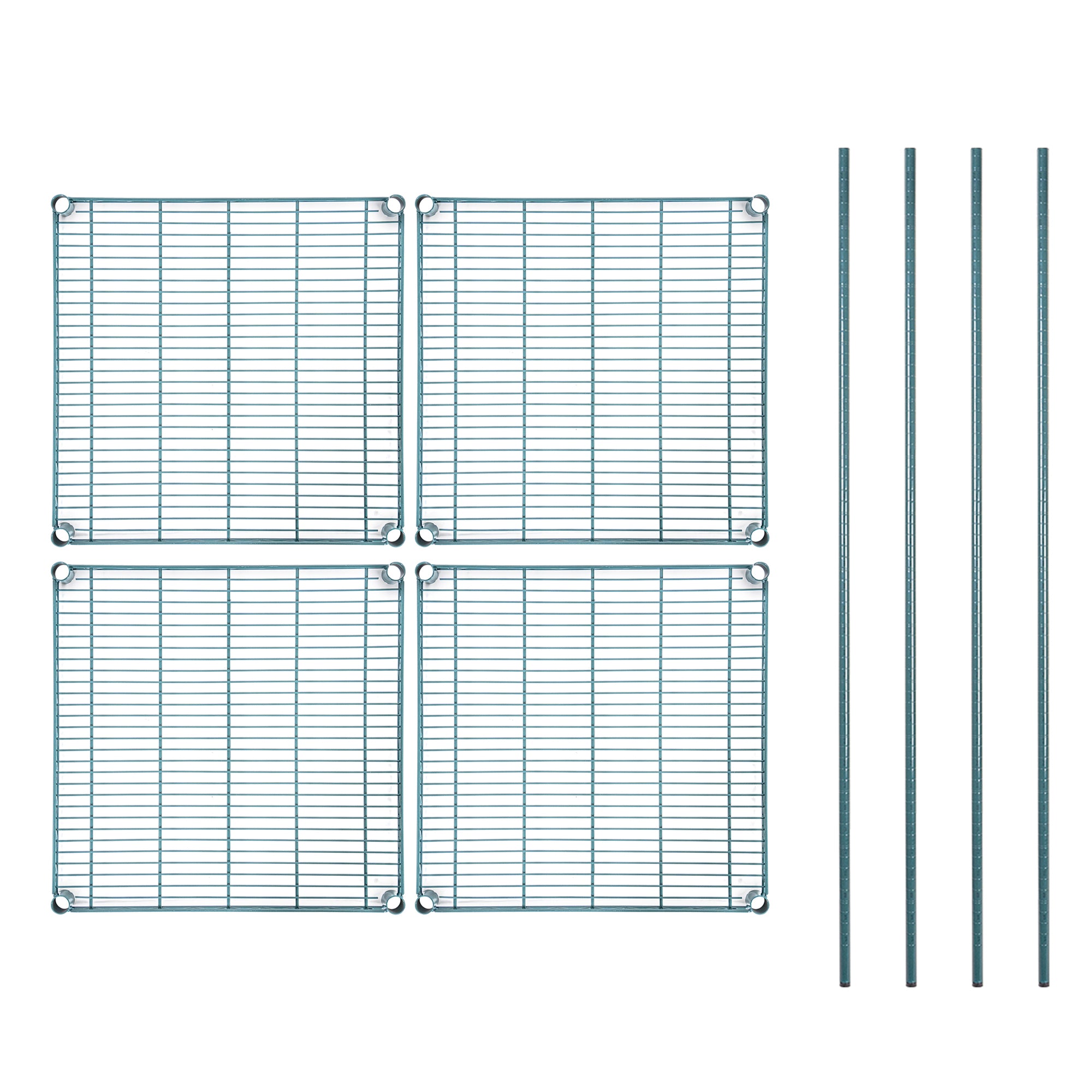 Chef 101 4-Tier NSF Green Epoxy Shelving Unit - and 24" x 24" Shelves and 74" Posts