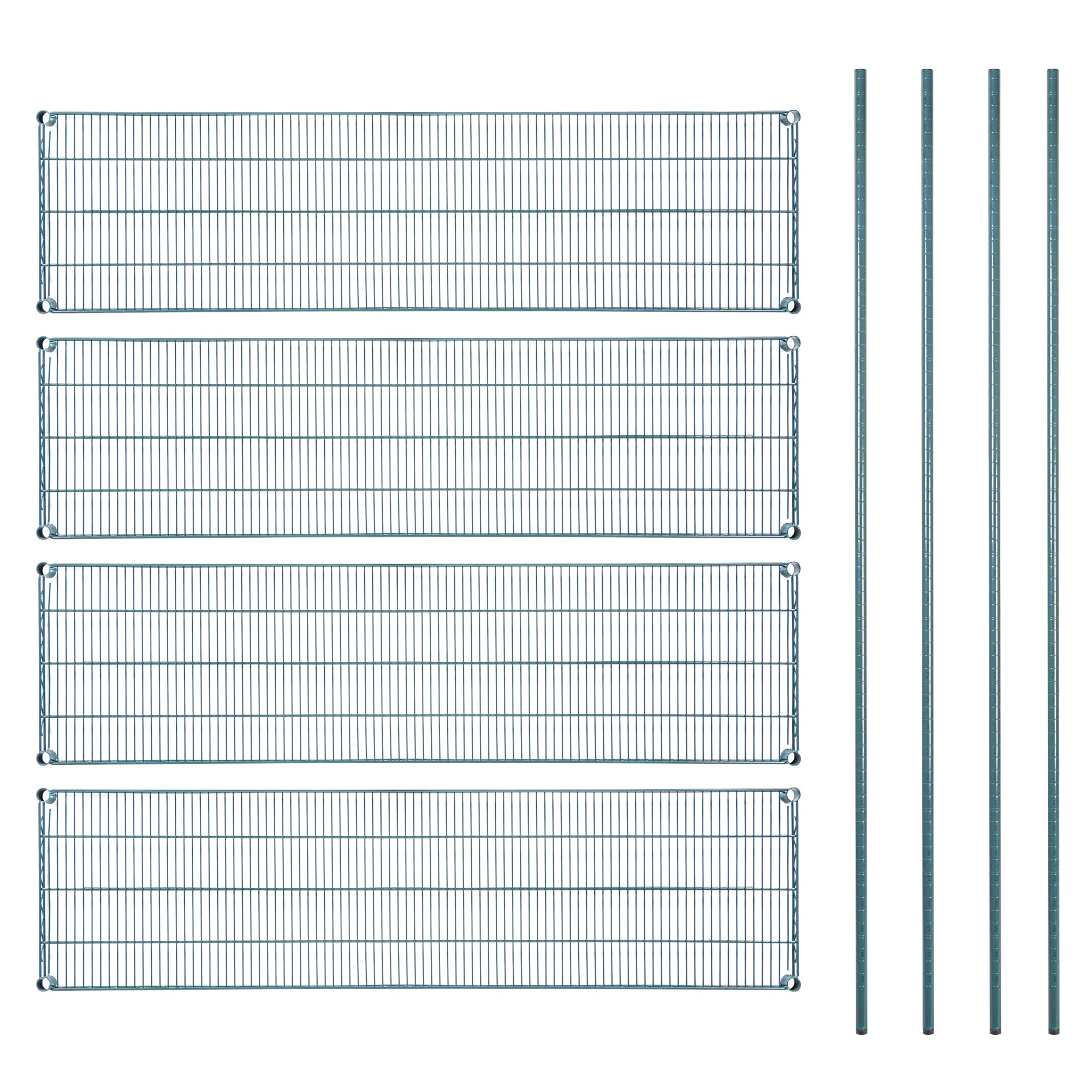 Chef 101 4-Tier NSF Green Epoxy Shelving Unit - and 18" x 72" Shelves and 74" Posts