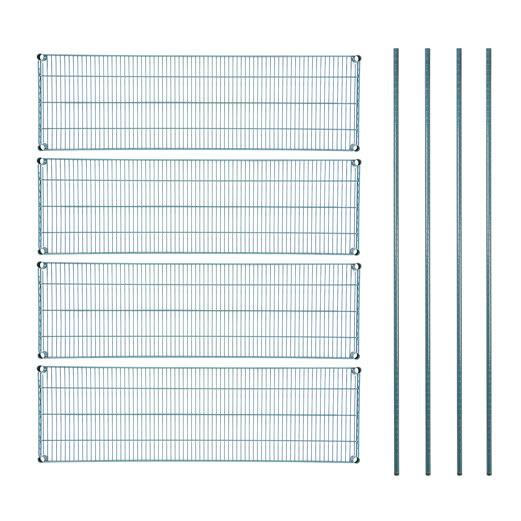 Chef 101 4-Tier NSF Green Epoxy Shelving Unit - and 18" x 60" Shelves and 74" Posts