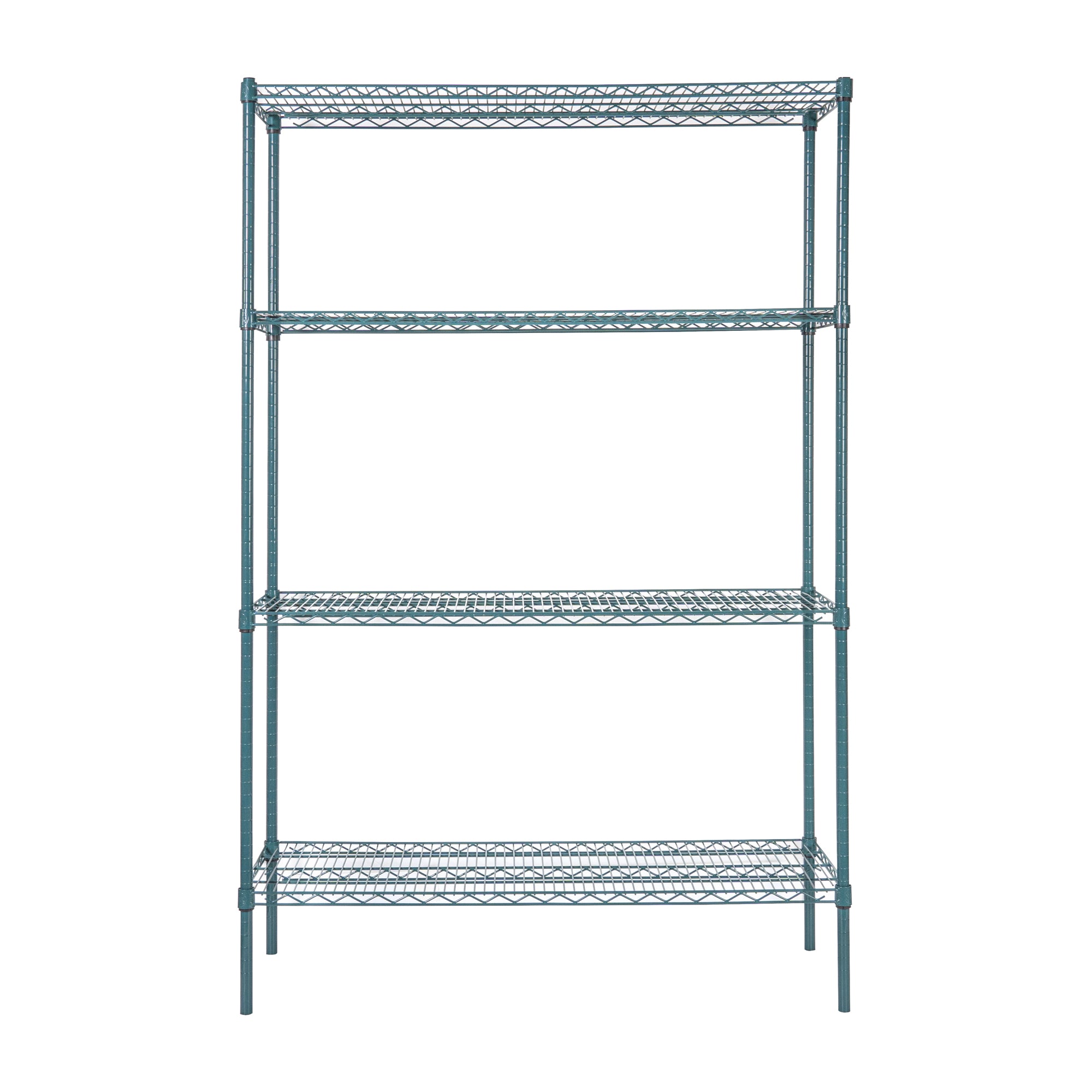 Chef 101 4-Tier NSF Green Epoxy Shelving Unit - and 18" x 48" Shelves and 74" Posts