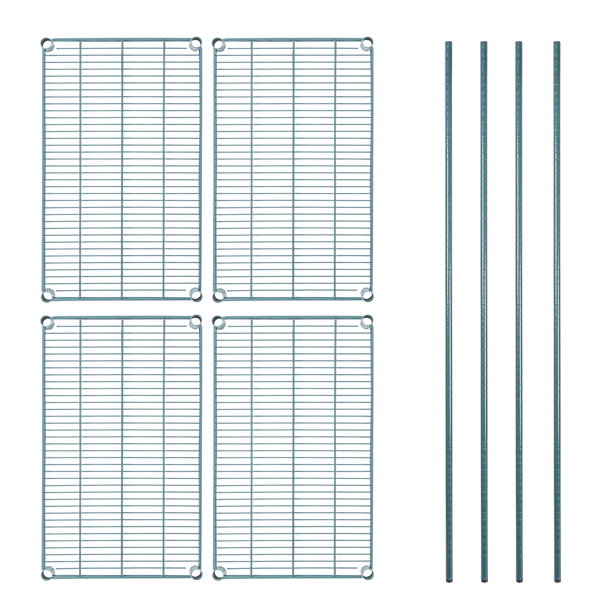 Chef 101 4-Tier NSF Green Epoxy Shelving Unit - and 18" x 30" Shelves and 74" Posts