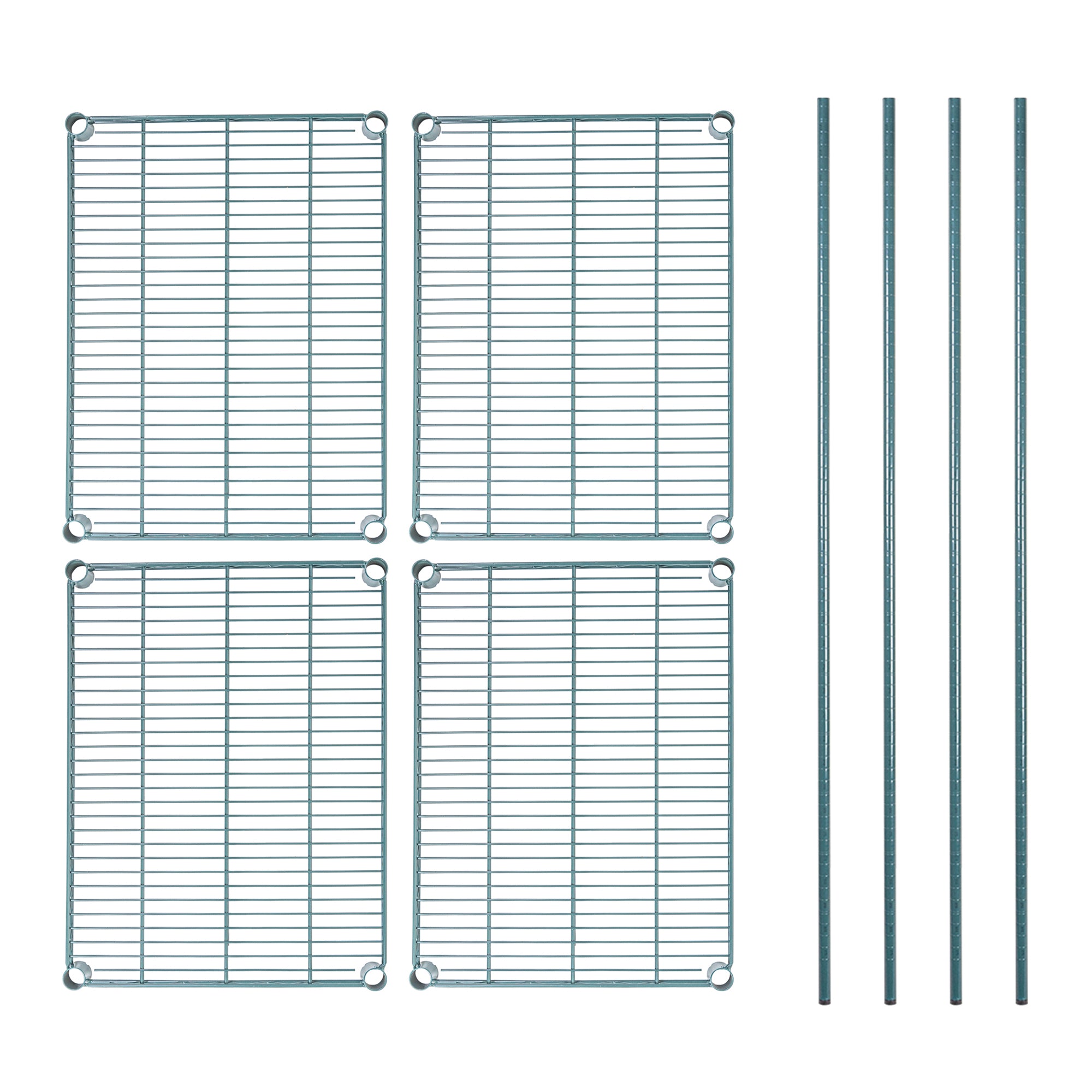 Chef 101 4-Tier NSF Green Epoxy Shelving Unit - and 18" x 24" Shelves and 74" Posts