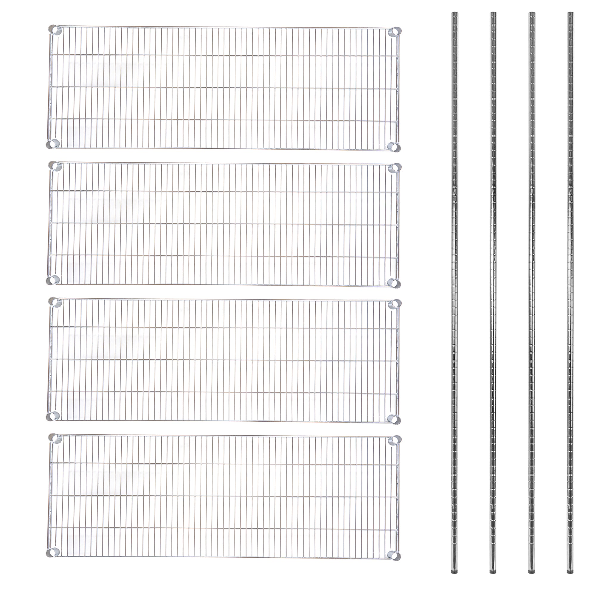Chef 101 4-Tier NSF Chrome Shelving Unit - with 24" x 48" Shelves and 74" Posts