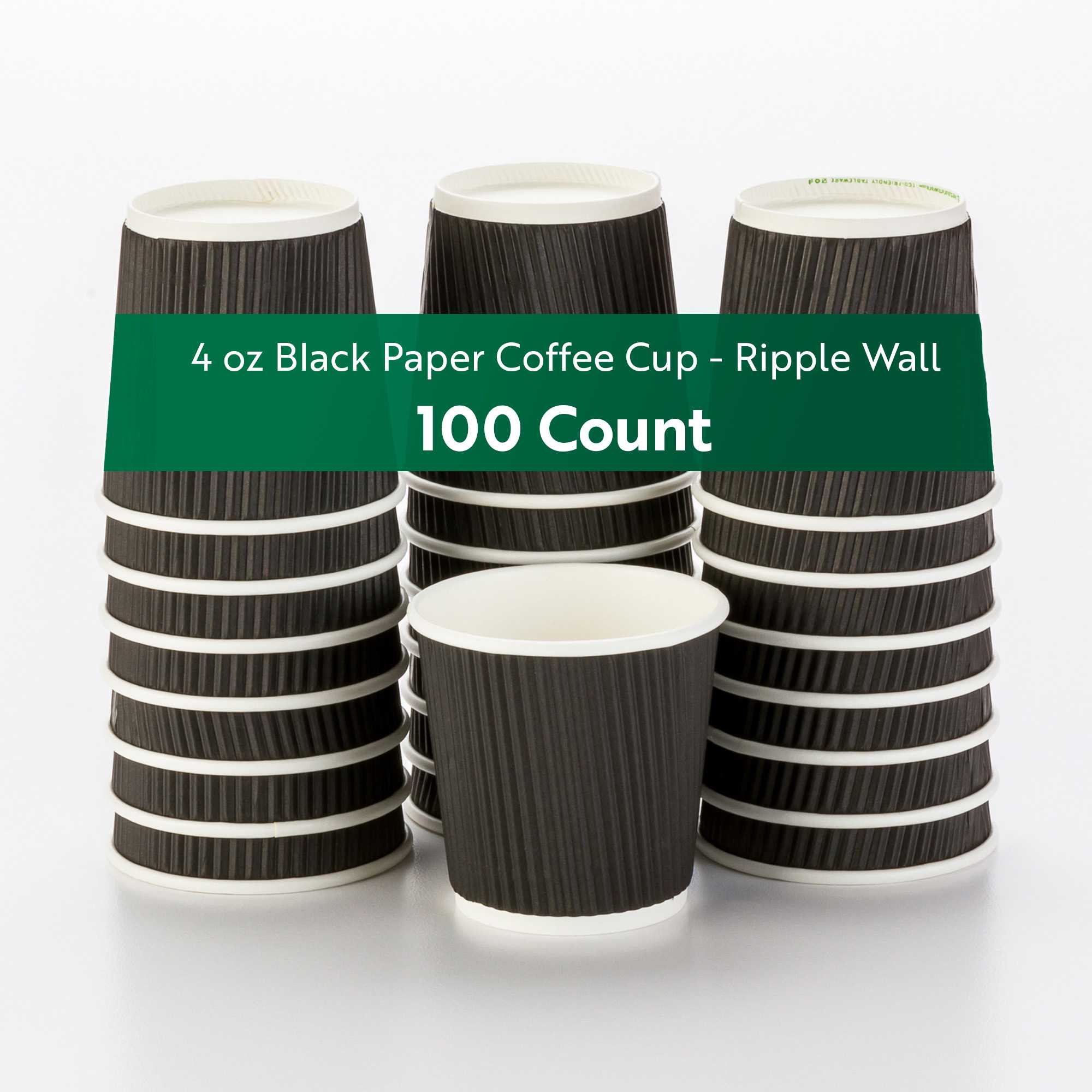 Bundle: Restpresso 100 4 oz Black Paper Coffee Cup - Ripple Wall - 2 1/2" x 2 1/2" x 2 1/4"