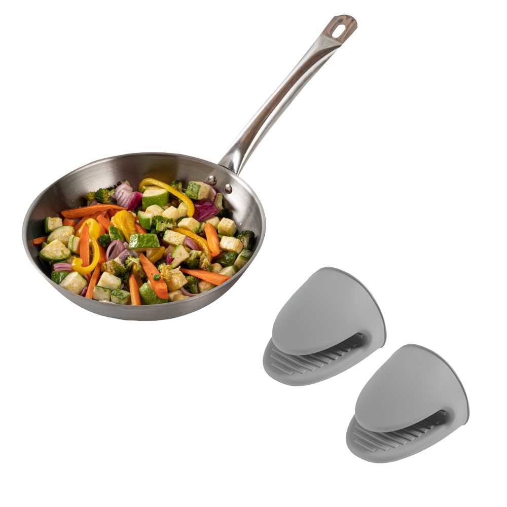 Comfy Grip Gray Silicone 2-Piece Mini Pot Holder Mitt Set - Heat-Resistant - 4 1/4" x 3 1/2" x 4 1/4" - 2 count box