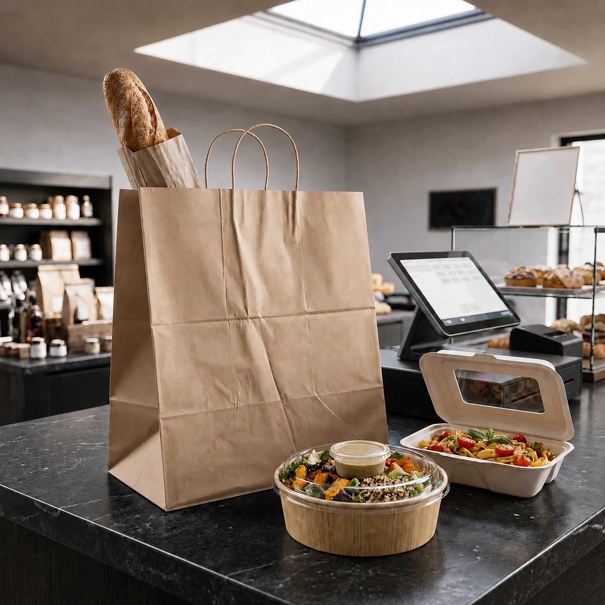Saving Nature Kraft Paper Large Retail Bag - with Handles - 16" x 9 3/4" x 17 1/4" - 200 count box