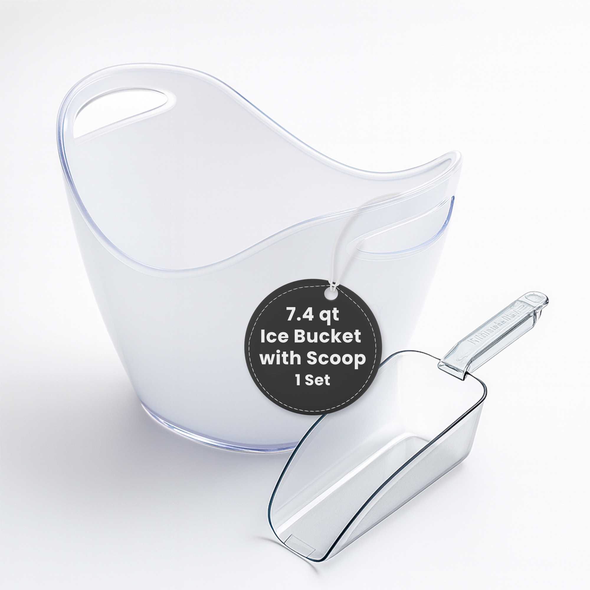1 Bar Lux 7.4 qt Frosted Champagne / Wine Bucket and 1 Met Lux 12 oz Ice Scoop - 1 count box