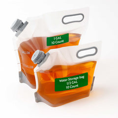 Cater Tek 2-Piece Clear Plastic Take Out Drink Bag Set - 1 gal and 1/2 gal, with Safety Cap - 20 count box