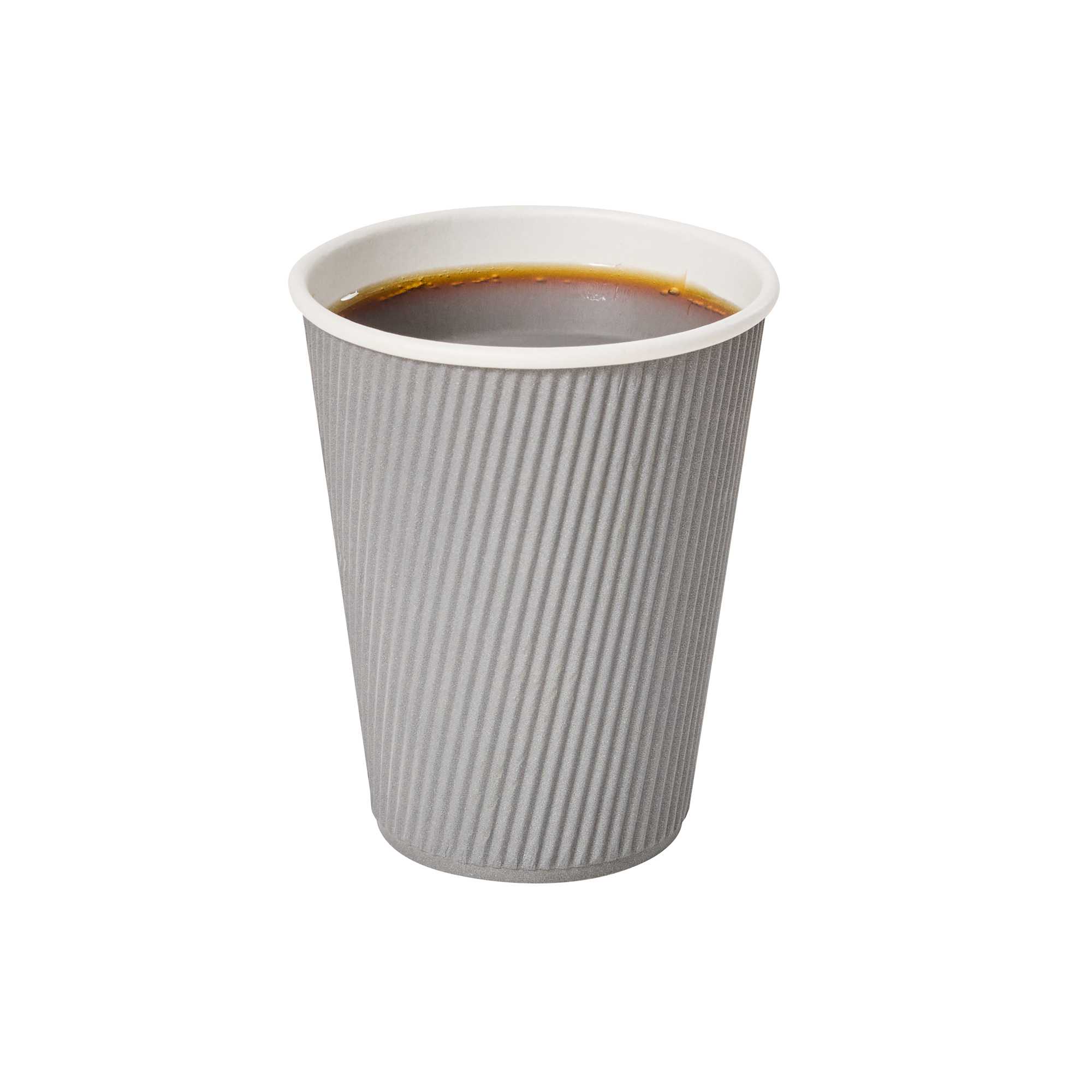 12 oz Gray Paper Coffee Cup - Ripple Wall - 3 1/2" x 3 1/2" x 4 1/4" - 100 count box