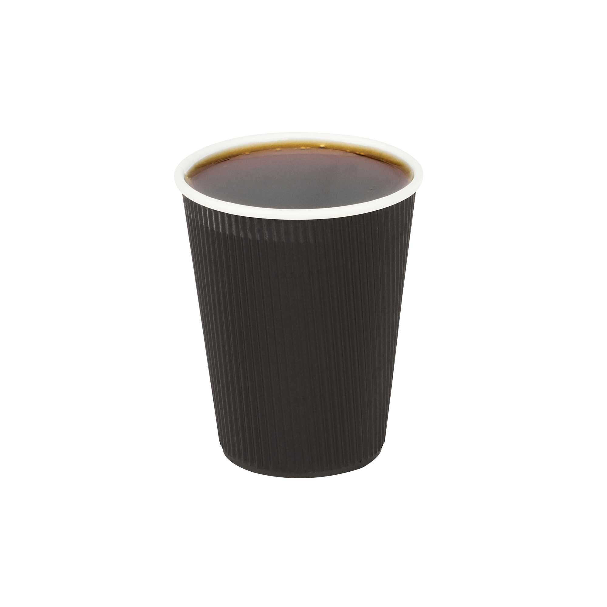 Restpresso 12 oz Black Paper Coffee Cup - Ripple Wall - 3 1/2" x 3 1/2" x 4 1/4" - 100 count box