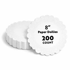 Pastry Tek Round White Paper Doilies - Lace - 8
