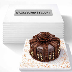 Pastry Tek Square White Cardboard Cake Drum Board - Covered Edge - 12