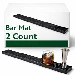 Bar Lux Black Rubber Bar Mat - No Spill, Drink Compartment - 23 3/4