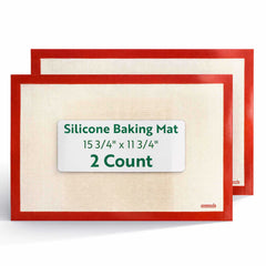 Pastry Tek Rectangle Tan and Red Silicone Half Size Baking Mat - Ultra Durable - 11 3/4