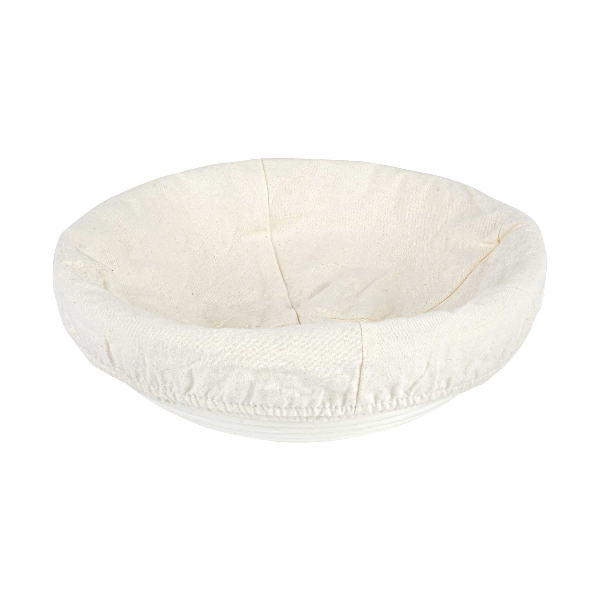 Pastry Tek Rattan Round Natural Banneton Proofing Basket - with 2 Cotton Liners - 9" x 9" x 3 1/4" - 2 count box