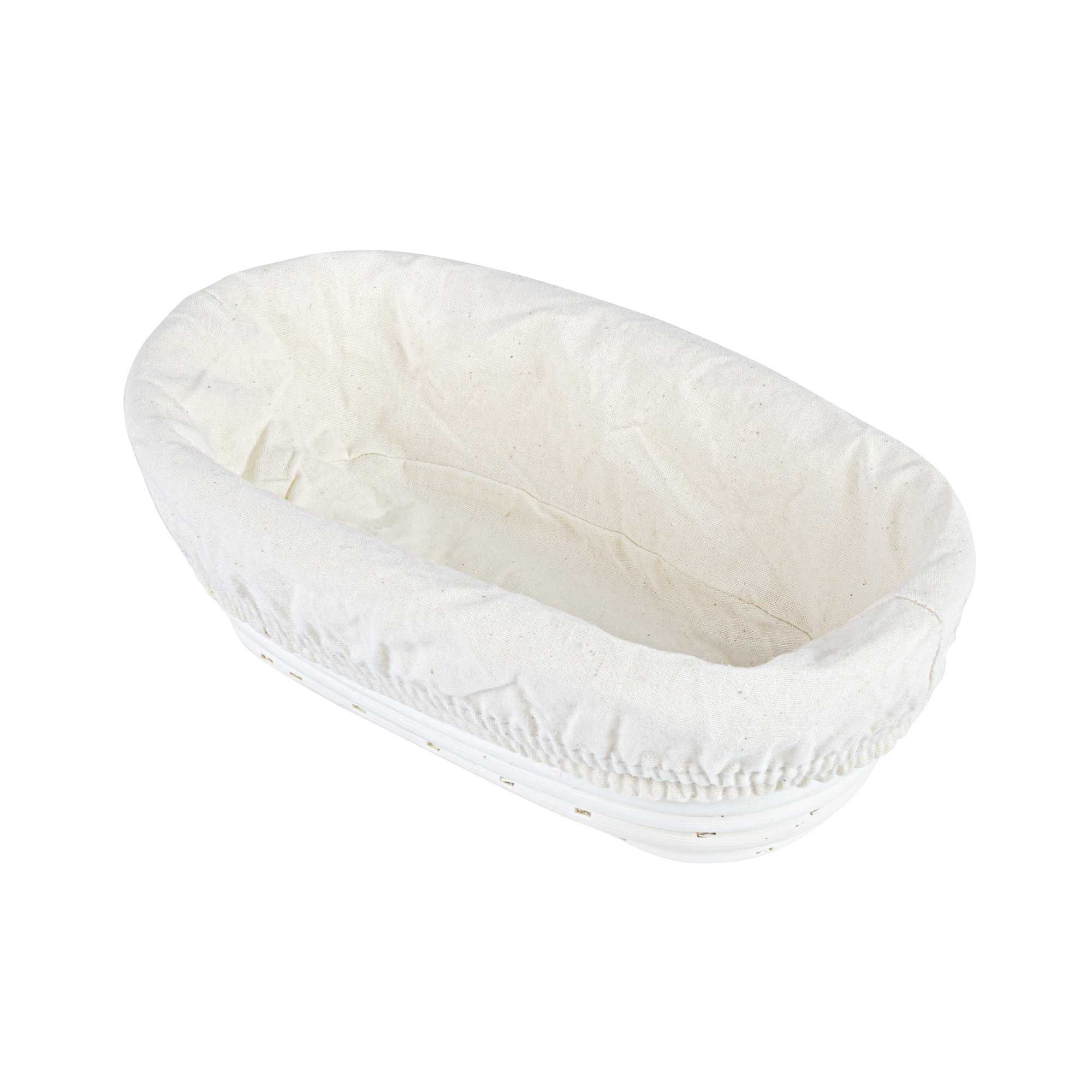 Pastry Tek Rattan Oval Natural Banneton Proofing Basket - with 2 Cotton Liners - 9 3/4" x 6" x 3" - 3 count box