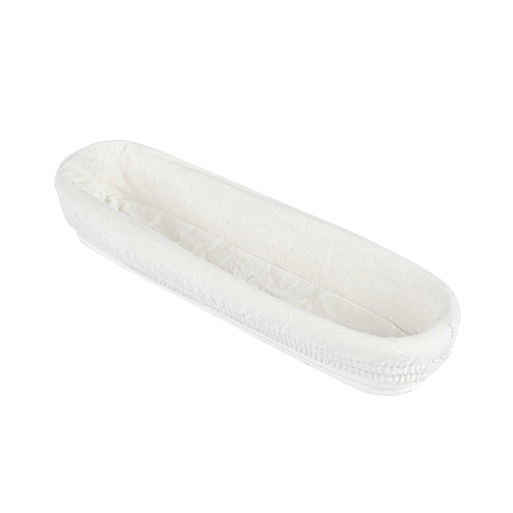 Pastry Tek Rattan Long Oval Natural Banneton Proofing Basket - with 2 Cotton Liners - 13 1/2" x 4" x 2 1/4" - 2 count box