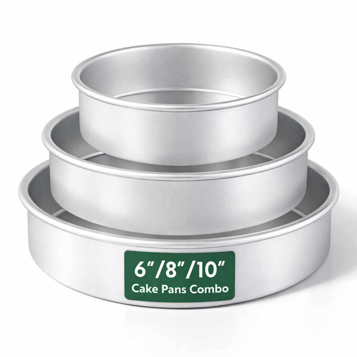 Met Lux 3-Piece Round Aluminum Straight-Sided Cake Pan Set - 10 Inch, 8 inch, 6 Inch - 1 count box