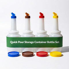 Bar Lux 4-Piece 2 qt Plastic Quick Pour Storage Container Bottle Set - with Spouts and Lids - 4 3/4