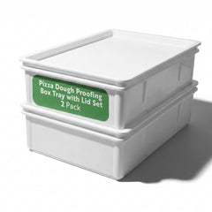 Pizzaly Rectangle White Plastic Pizza Dough Proofing Box - with Lid - 26