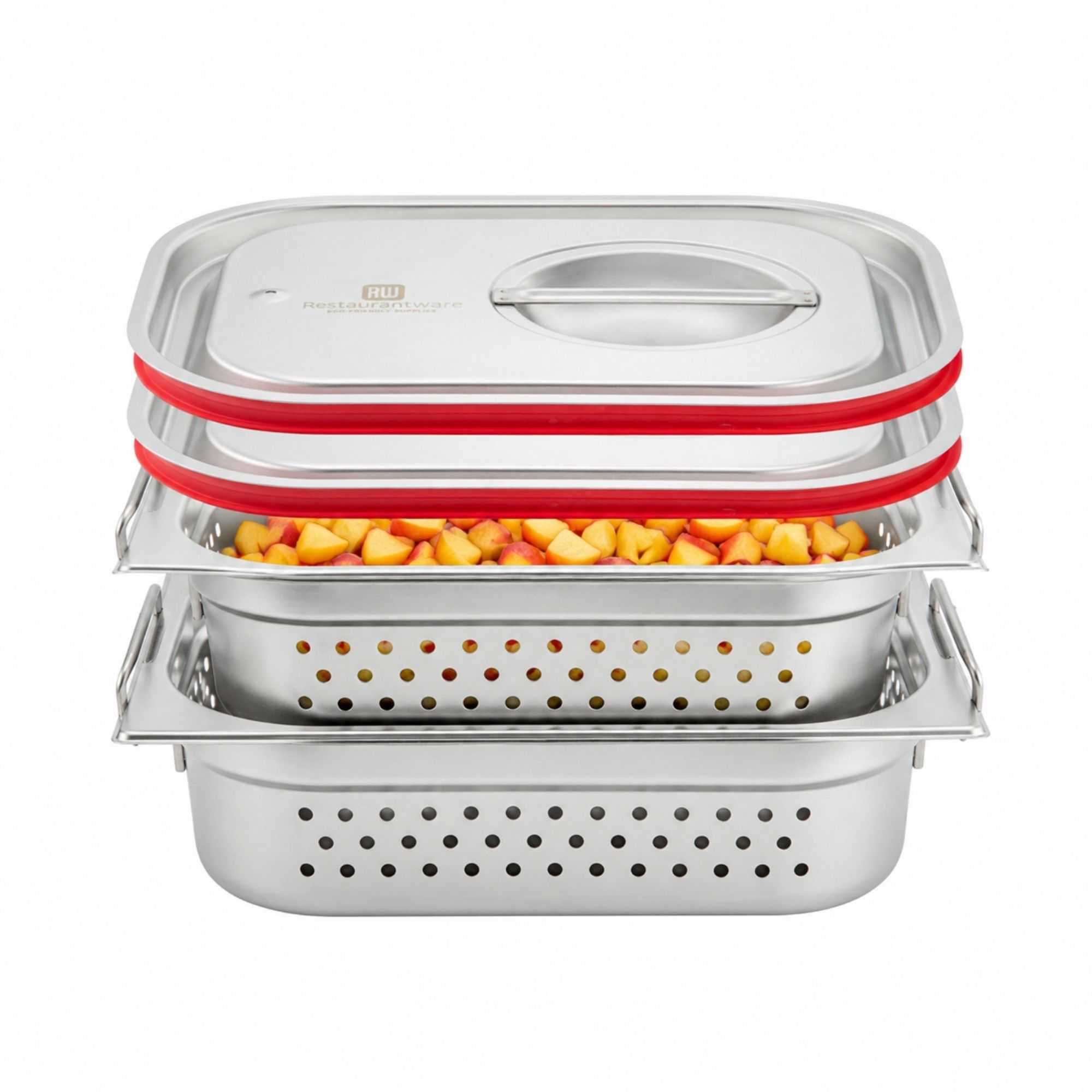 Met Lux 2-Piece Rectangle Stainless Steel 1/2 Size Steam Table Pan And Travel Lid Set - 12 3/4'' x 10 1/2'' x 4'' - 2 count box